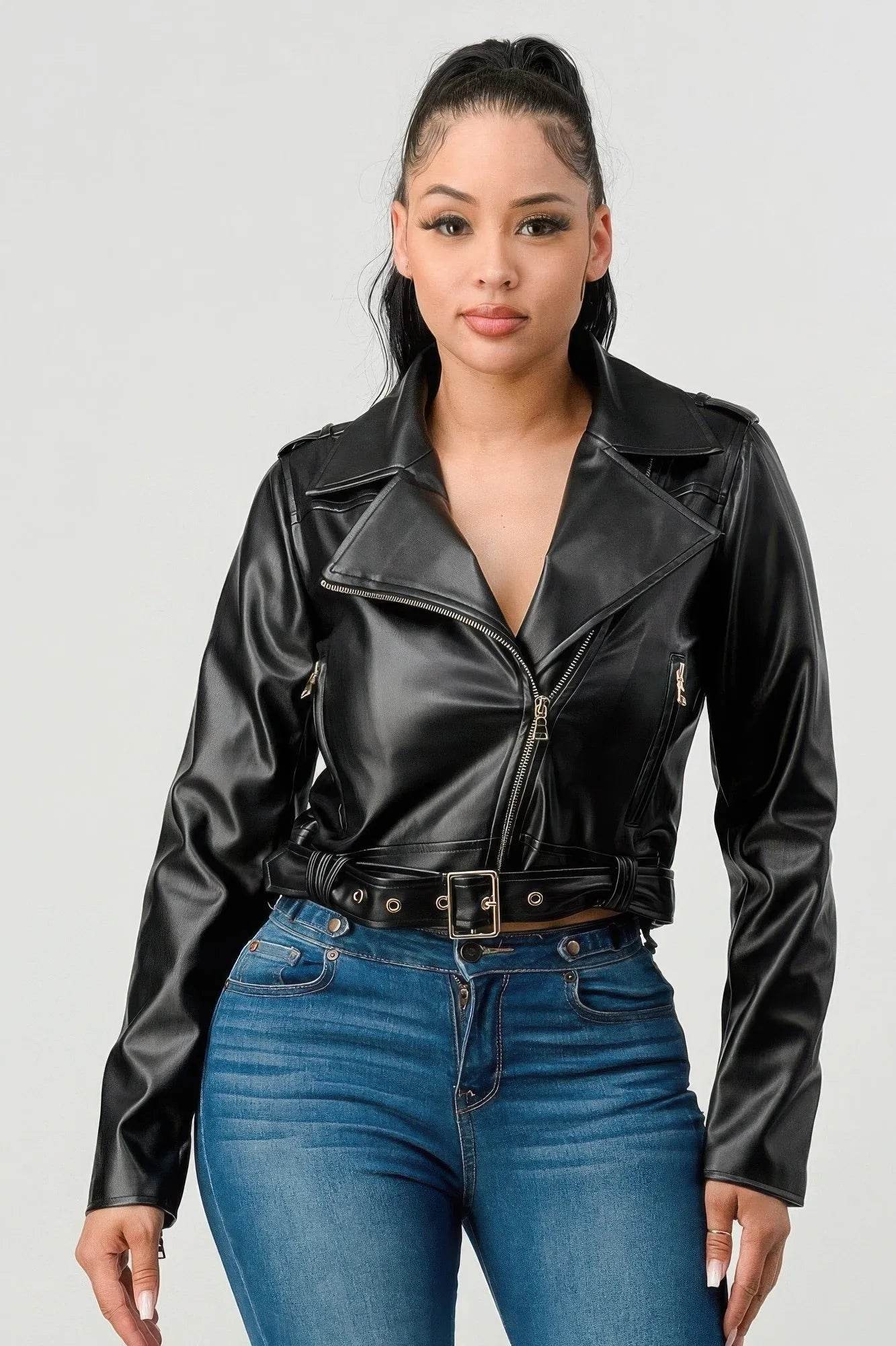 Pu Leather Jacket - Bona Fide Fashion