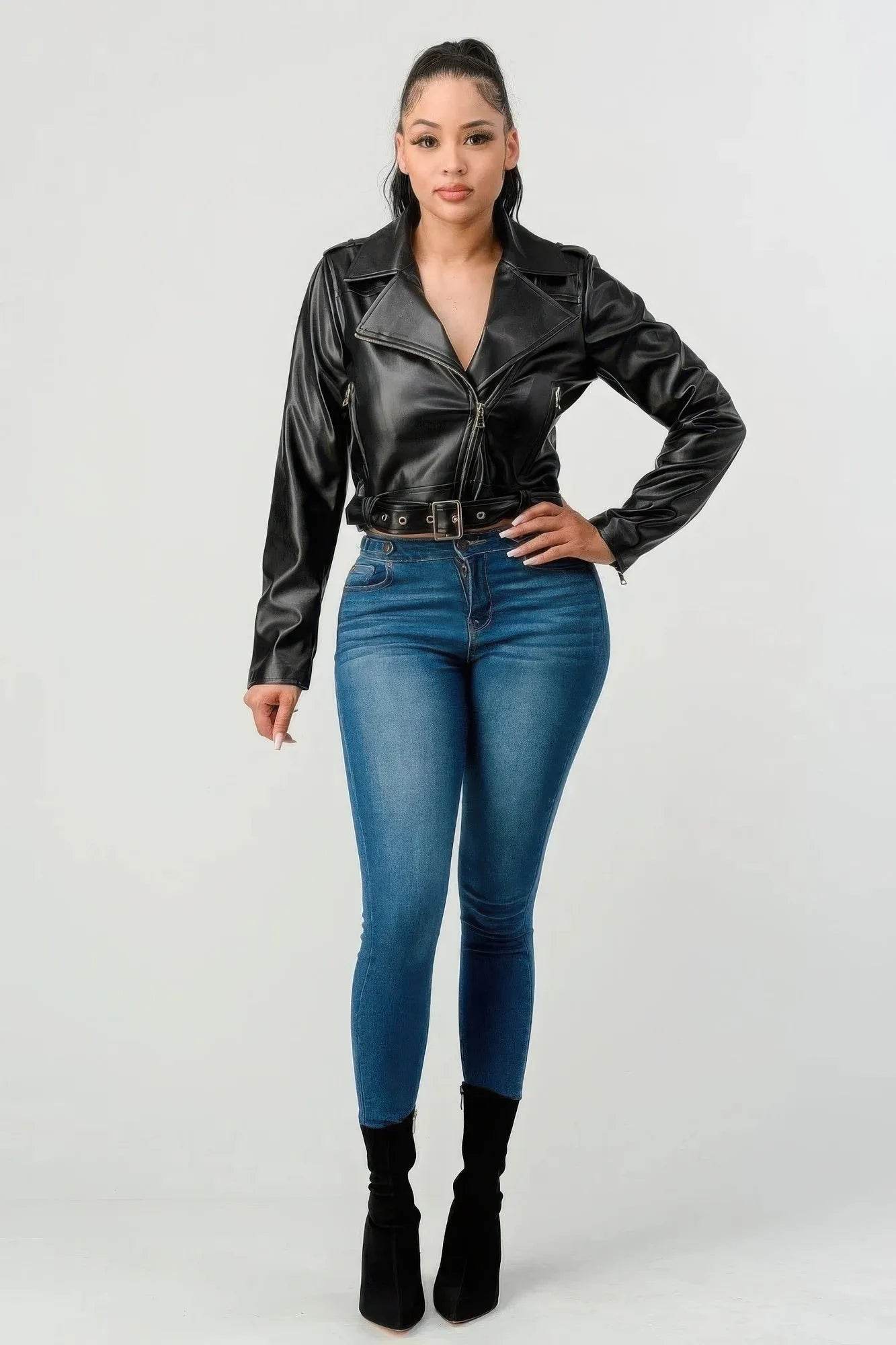 Pu Leather Jacket - Bona Fide Fashion
