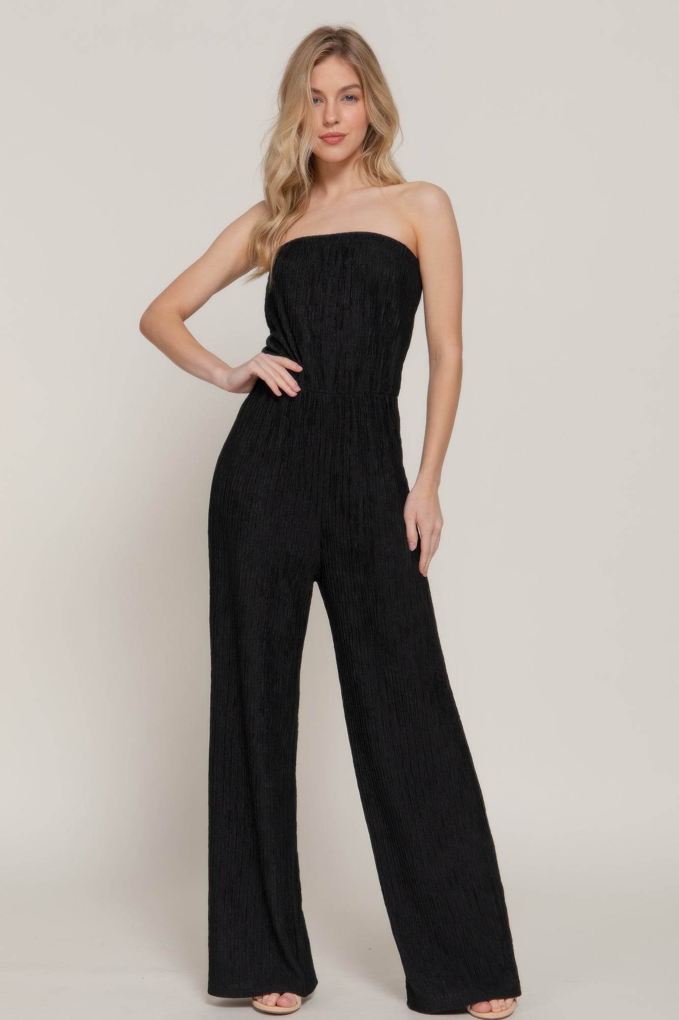Crinkle Knit Tube Jumpsuit - Bona Fide Fashion