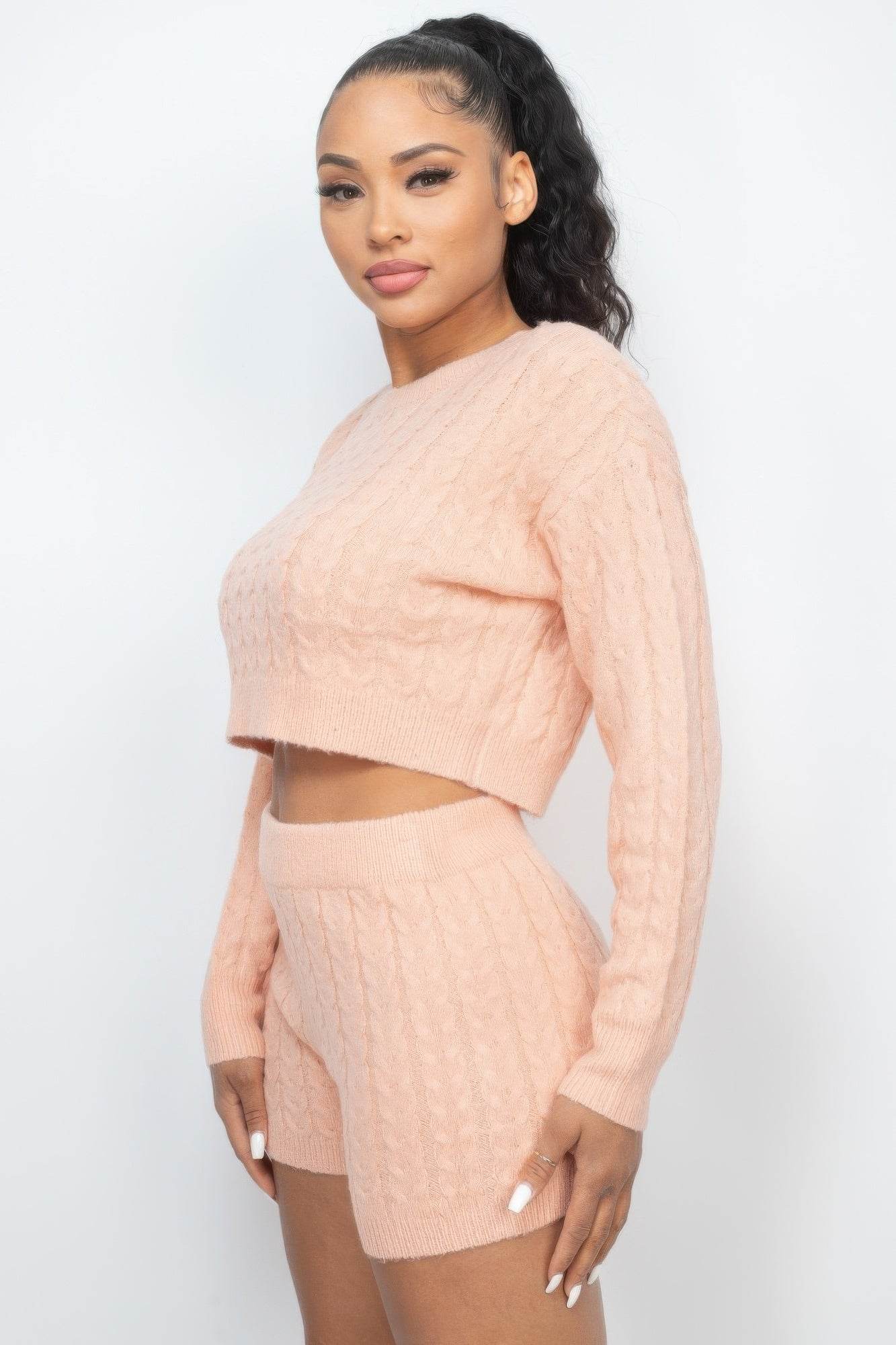 Ribbed Crop Top And Shorts Set - Bona Fide Fashion