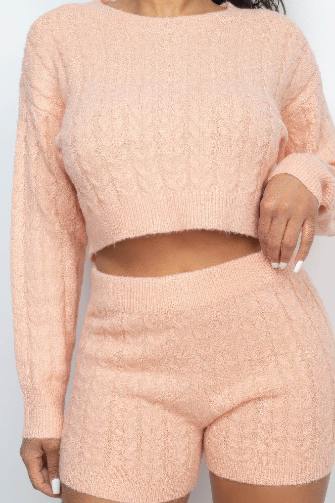 Ribbed Crop Top And Shorts Set - Bona Fide Fashion