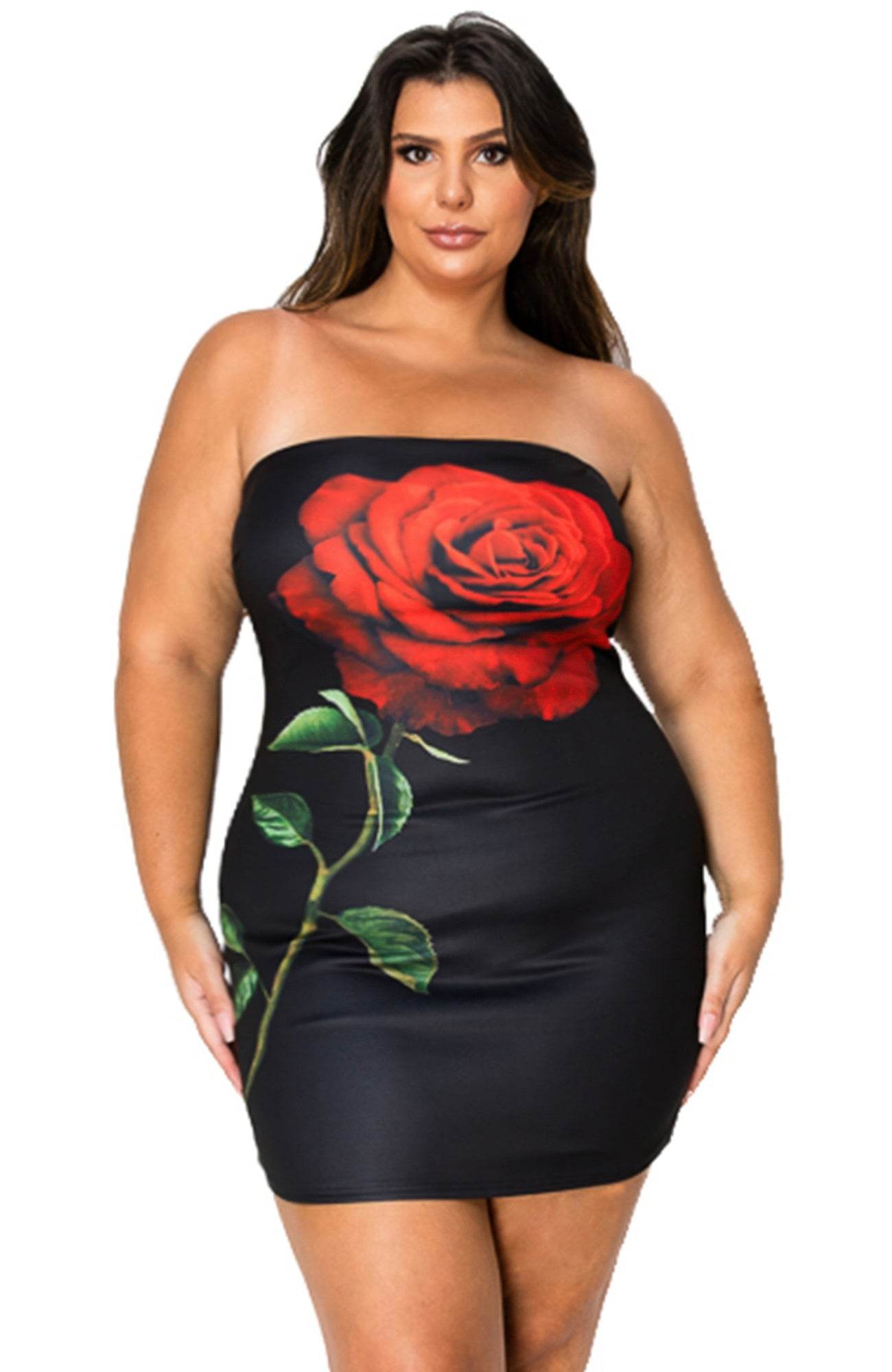 Tube Bodycon Mini Dress With Floral Print Front - Bona Fide Fashion