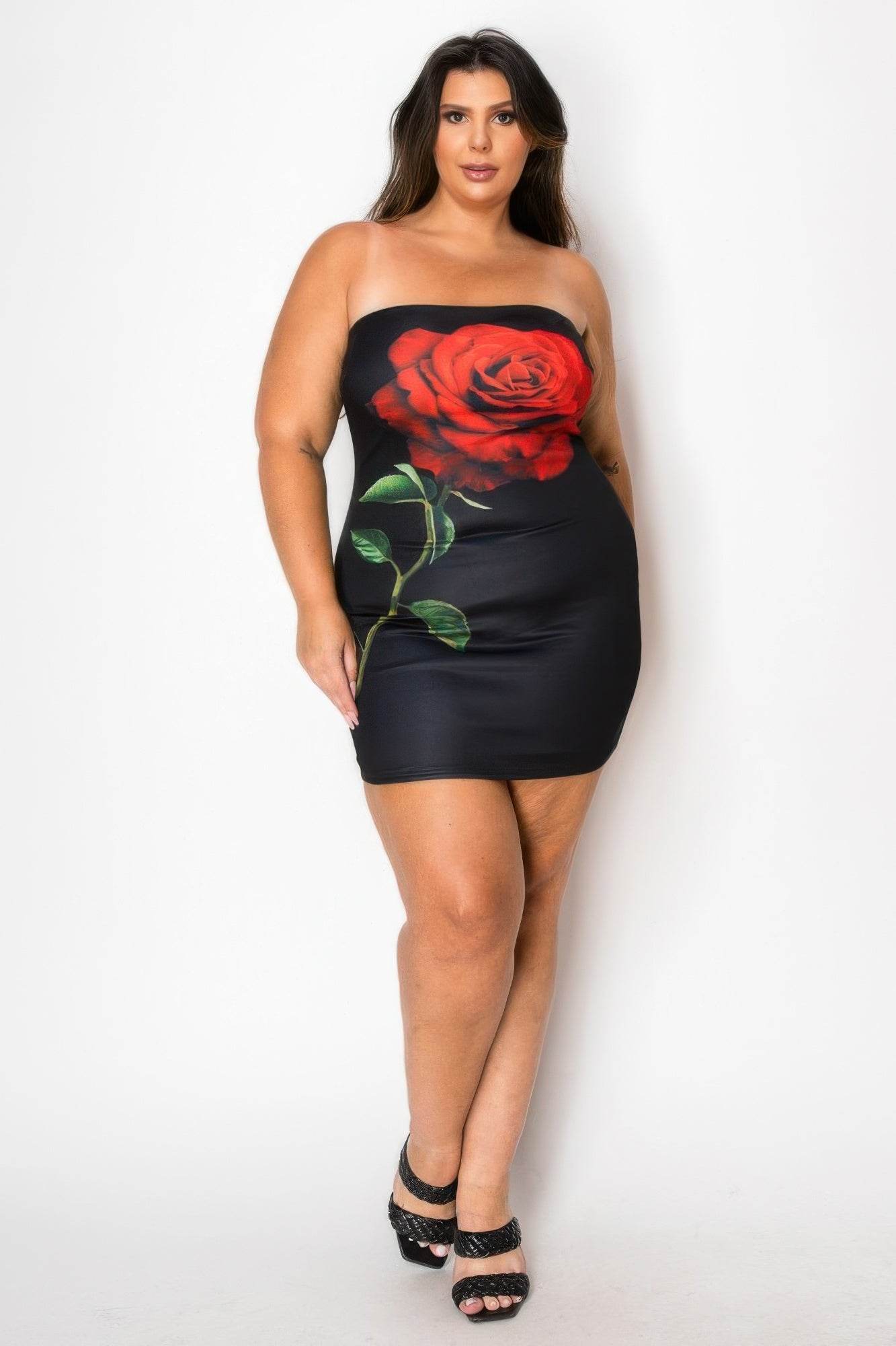 Tube Bodycon Mini Dress With Floral Print Front - Bona Fide Fashion