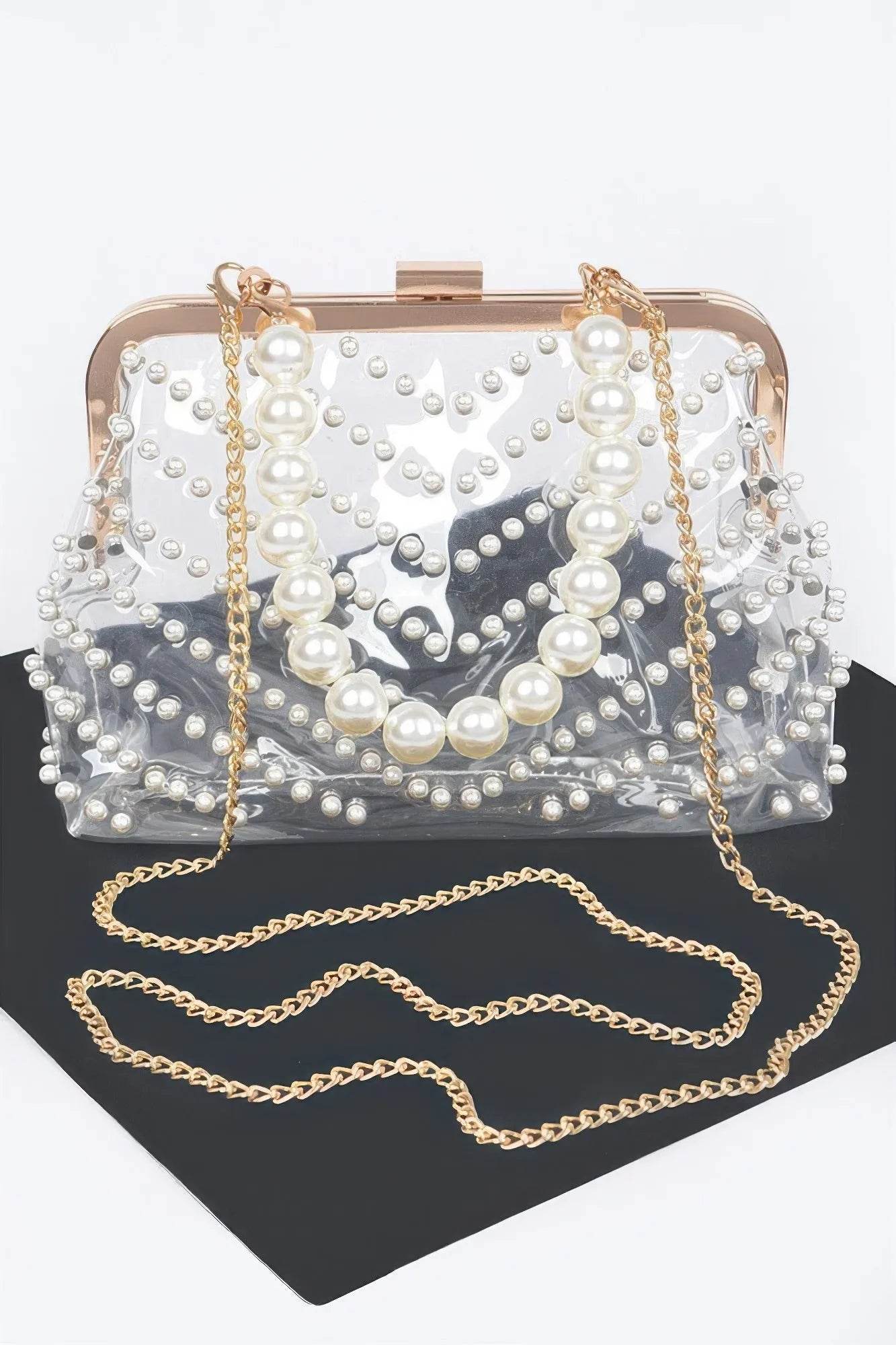 Stone Studded Transparent Clutch - Bona Fide Fashion