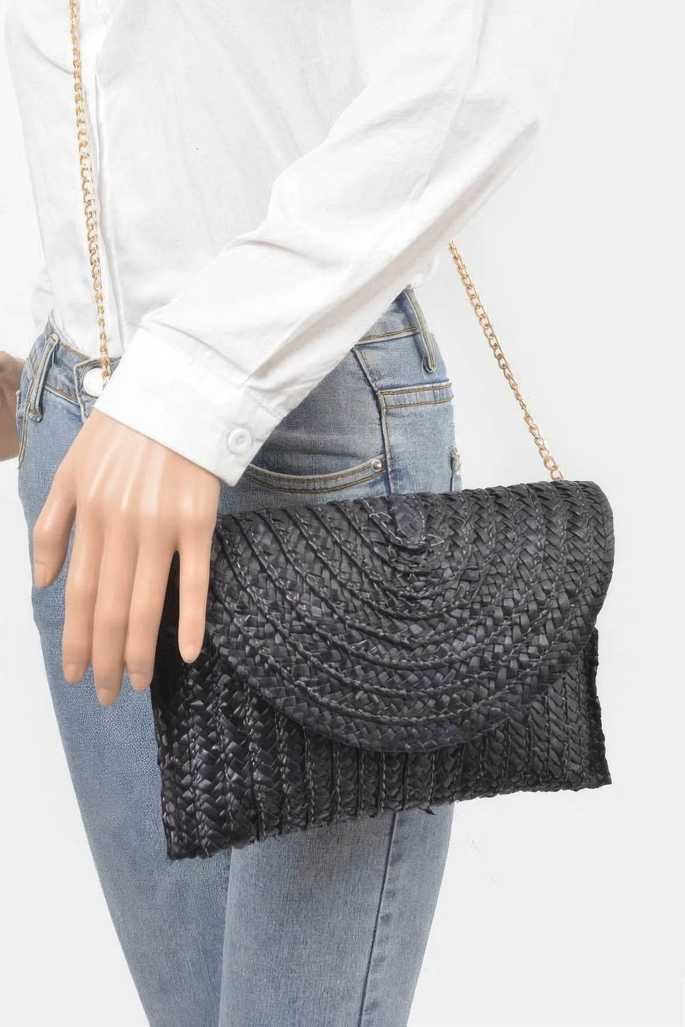 Straw Pom Pom Flap Bag - Bona Fide Fashion