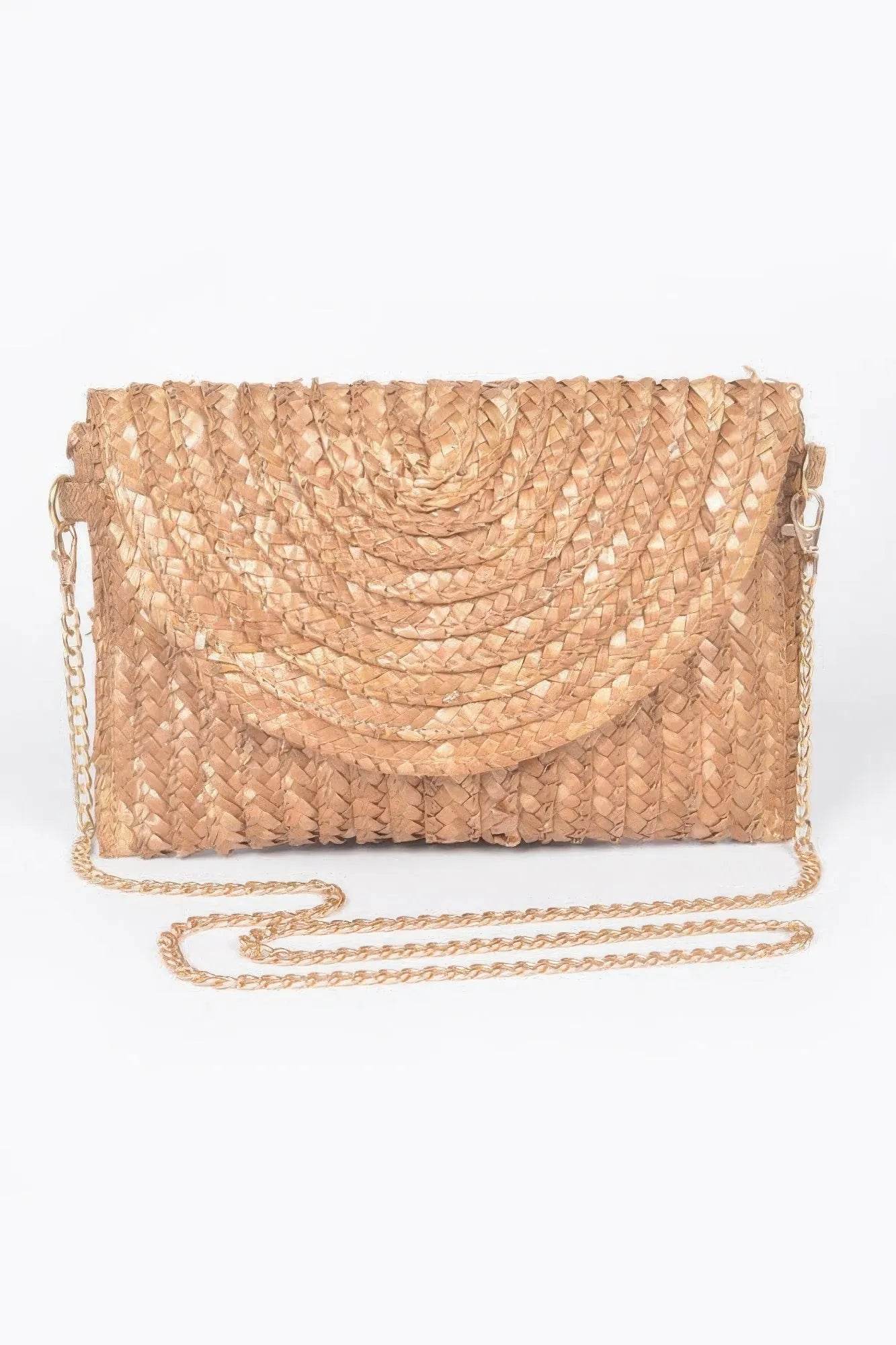 Straw Pom Pom Flap Bag - Bona Fide Fashion