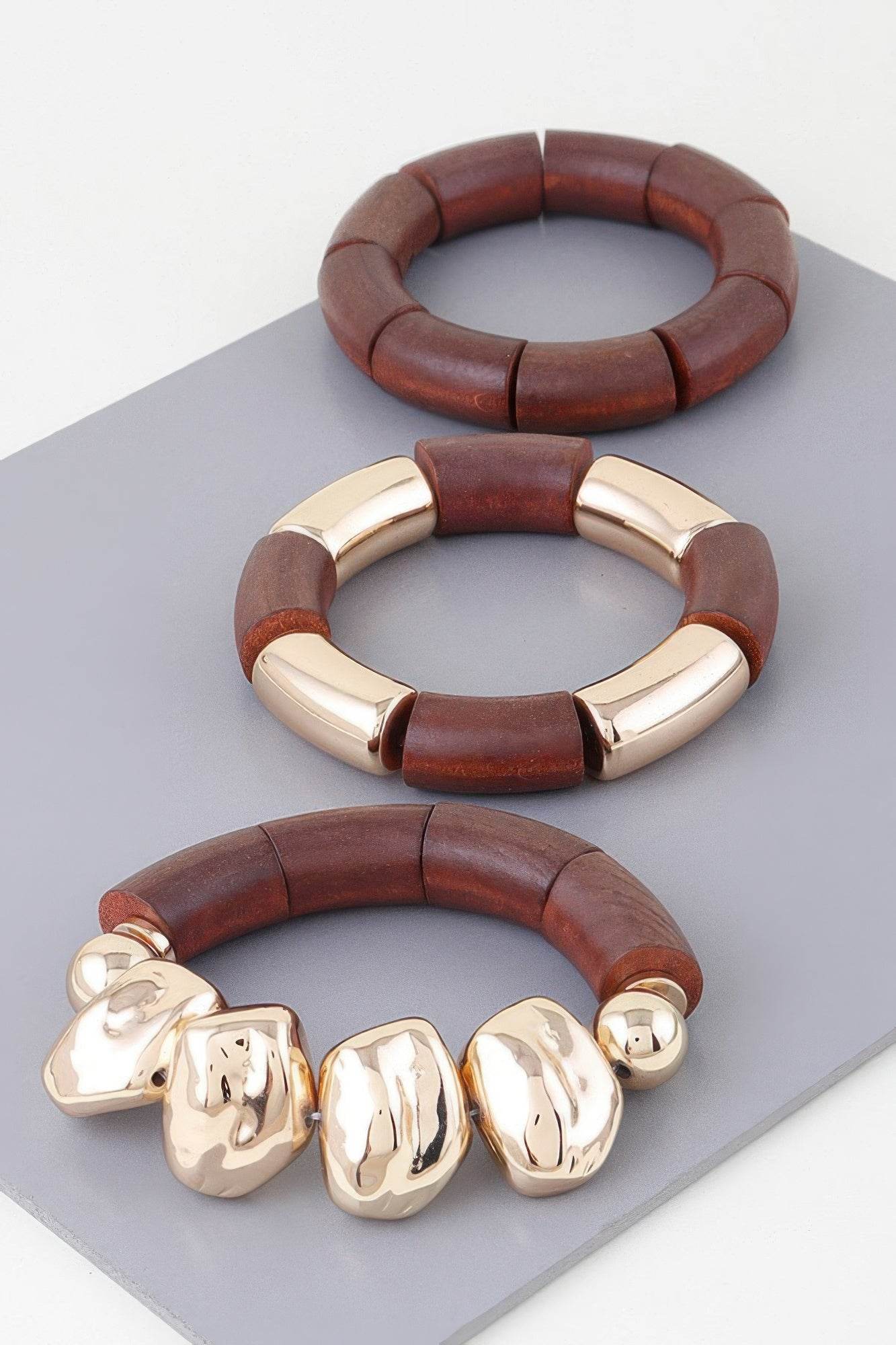 Multi Stone Wood Bracelet - Bona Fide Fashion