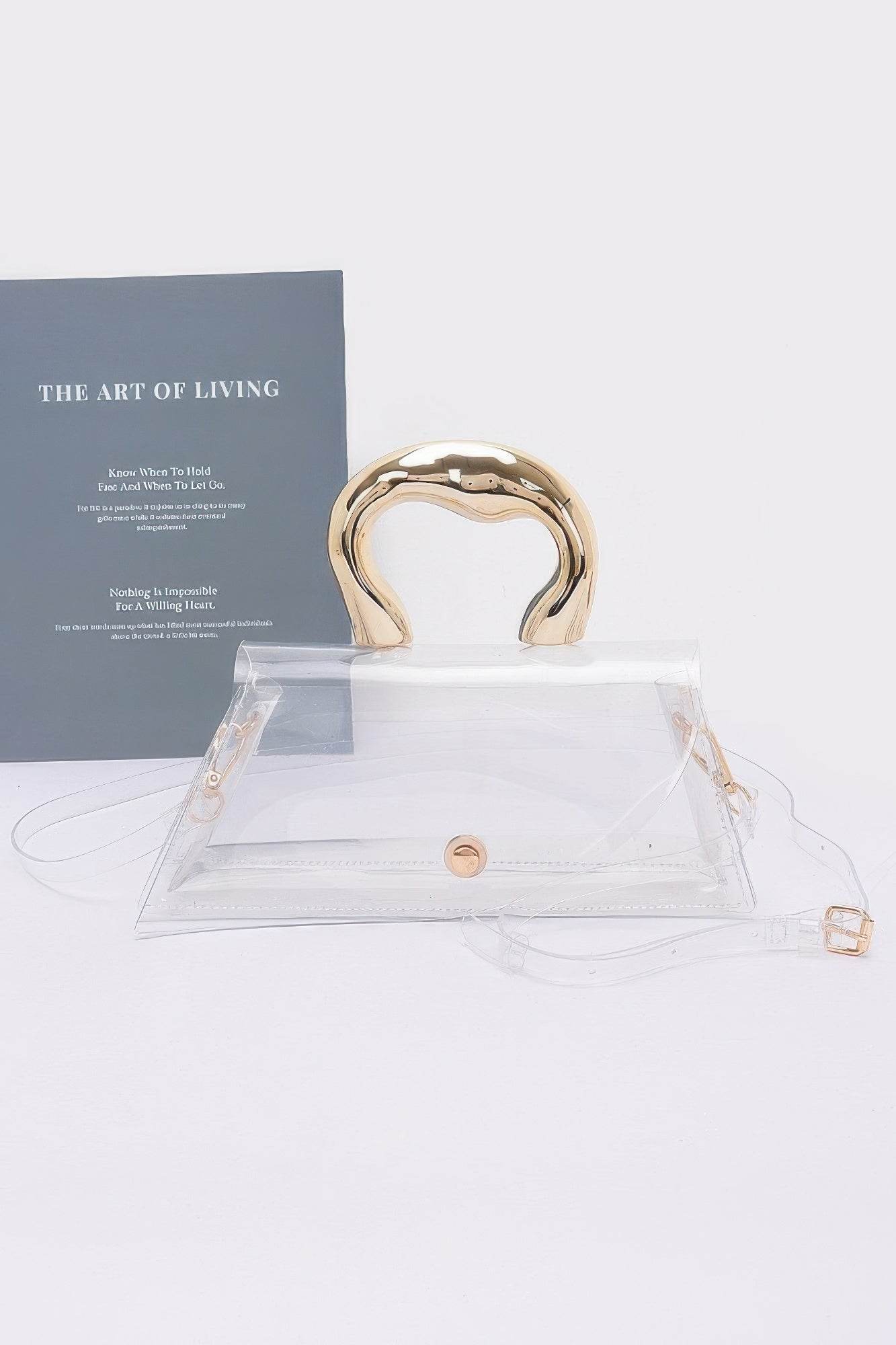 Pvc Clear Metal Handle Flap Bag - Bona Fide Fashion
