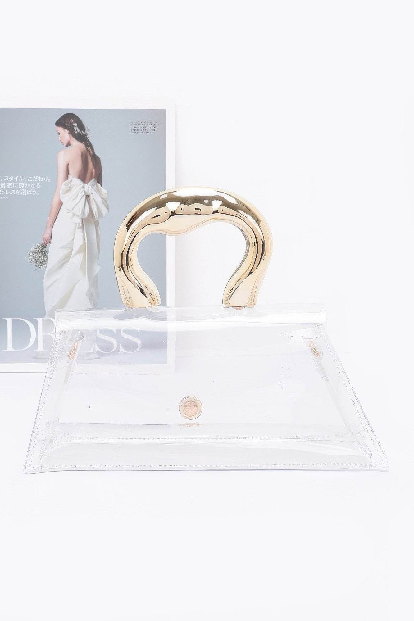 Pvc Clear Metal Handle Flap Bag - Bona Fide Fashion