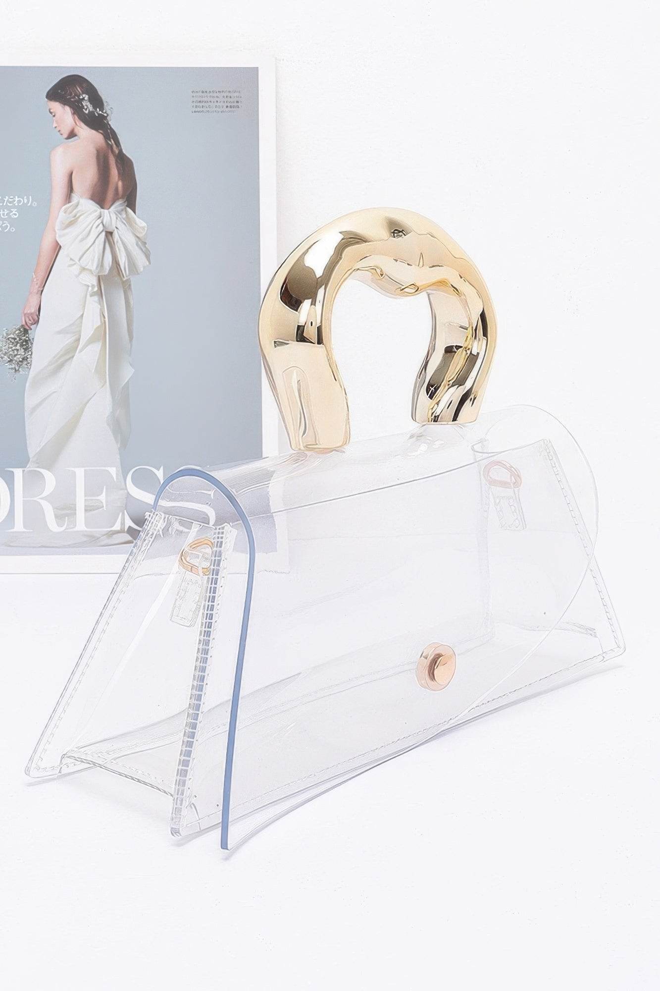 Pvc Clear Metal Handle Flap Bag - Bona Fide Fashion