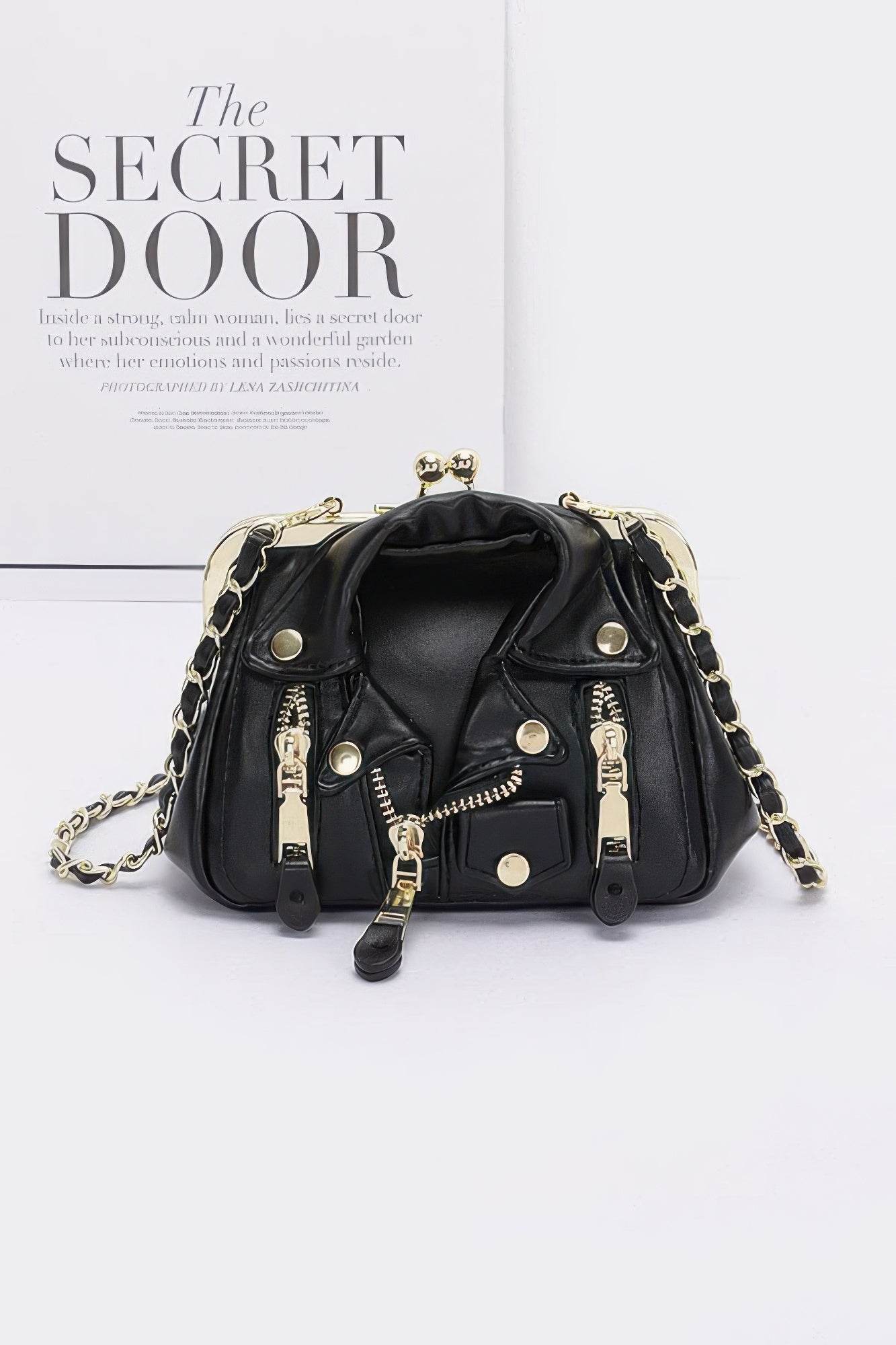 Faux Leather Jacket Style Crossbody Bag - Bona Fide Fashion