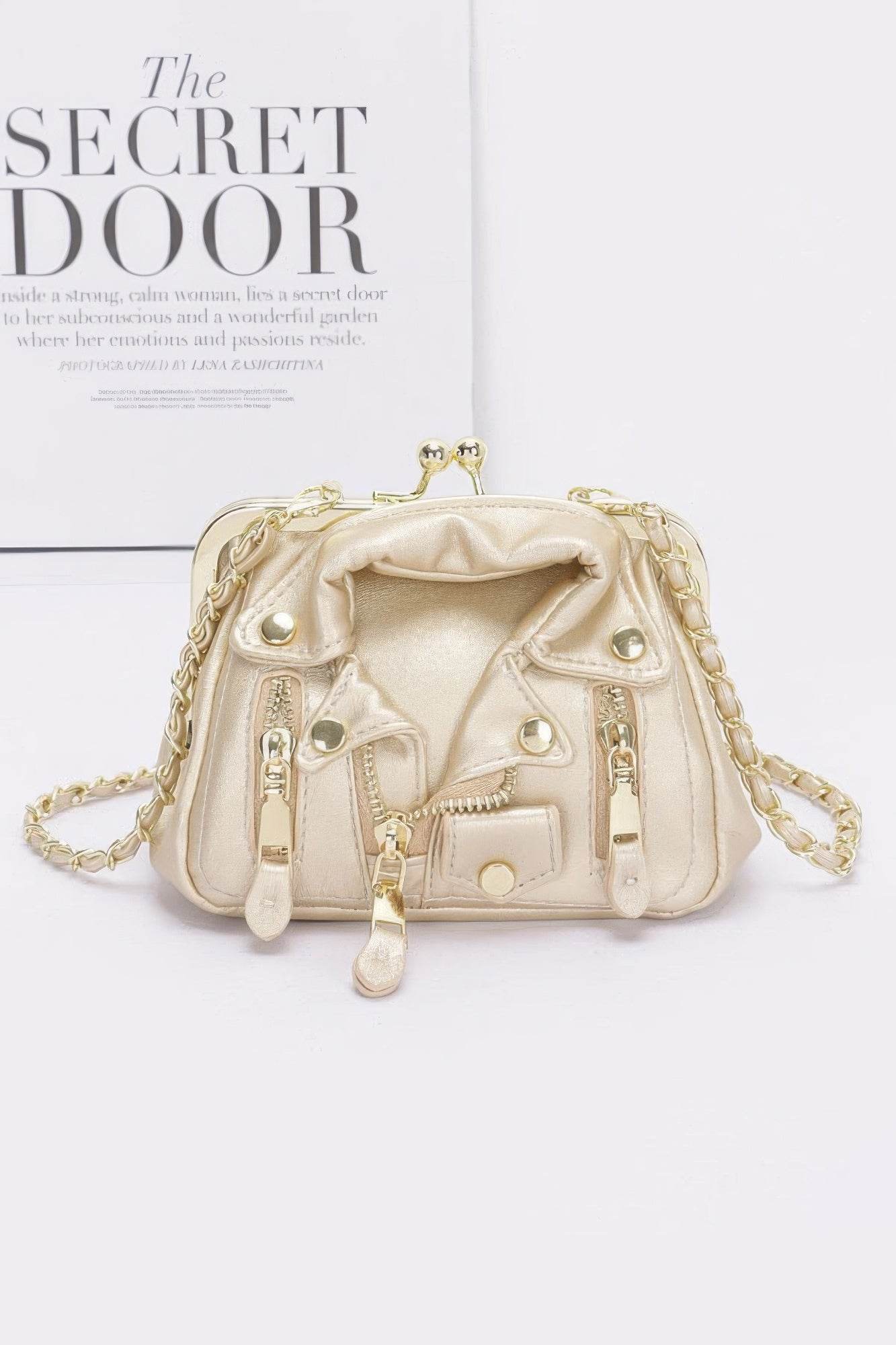 Faux Leather Jacket Style Crossbody Bag - Bona Fide Fashion