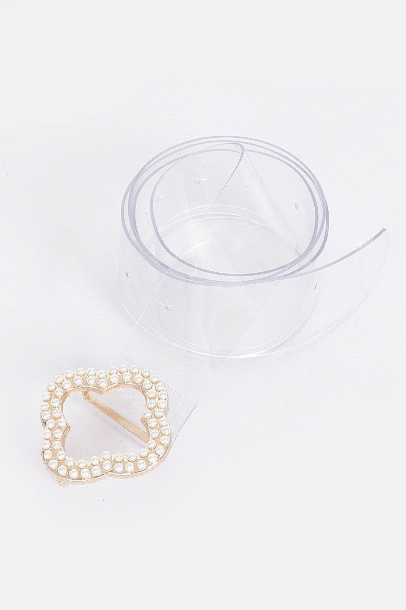 Pearl Metal Buckle Clear Belt - Bona Fide Fashion