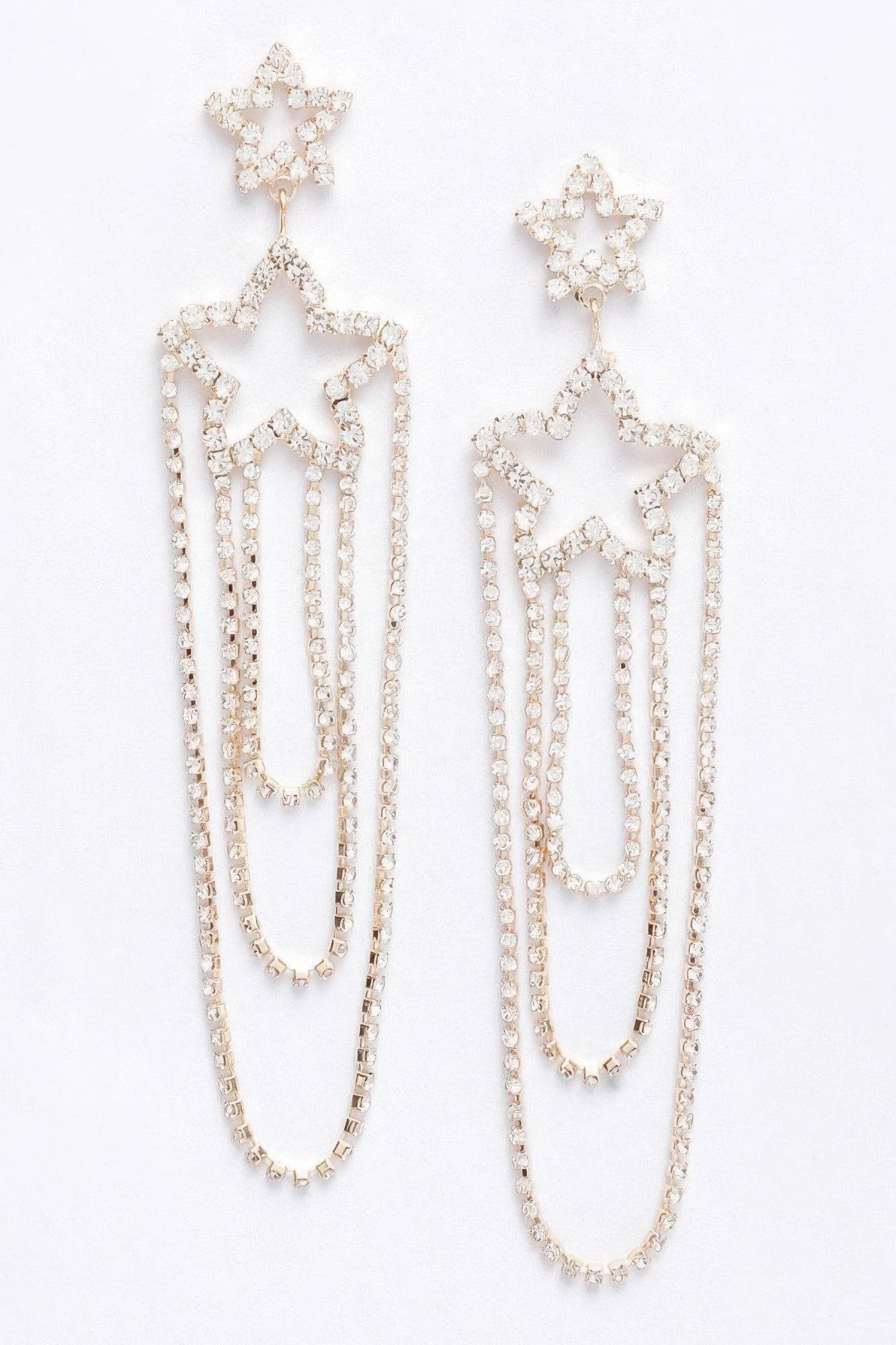 Rhinestone Fringe Earring - Bona Fide Fashion