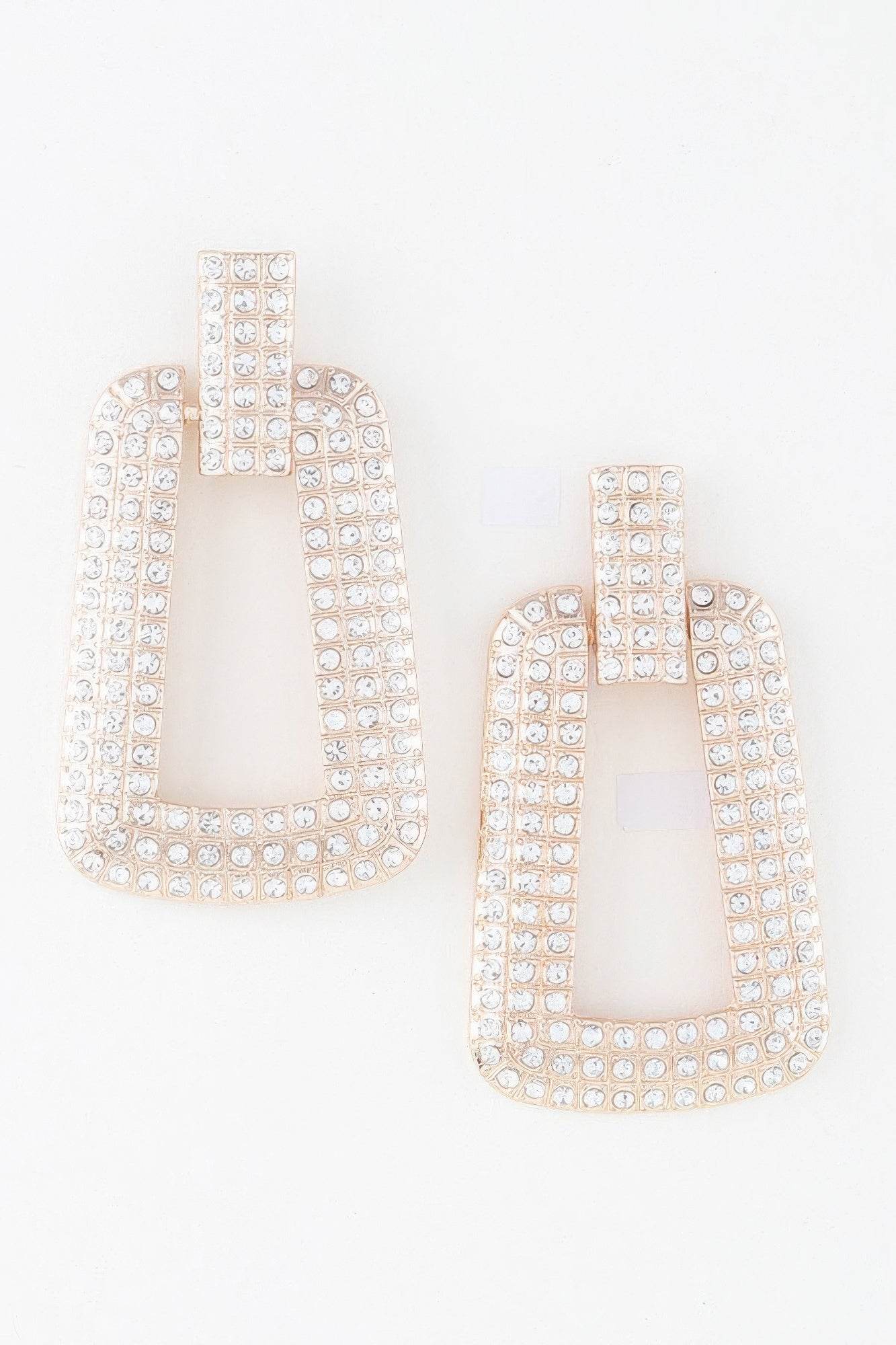 Triple Rhinestone Frame Earrings - Bona Fide Fashion