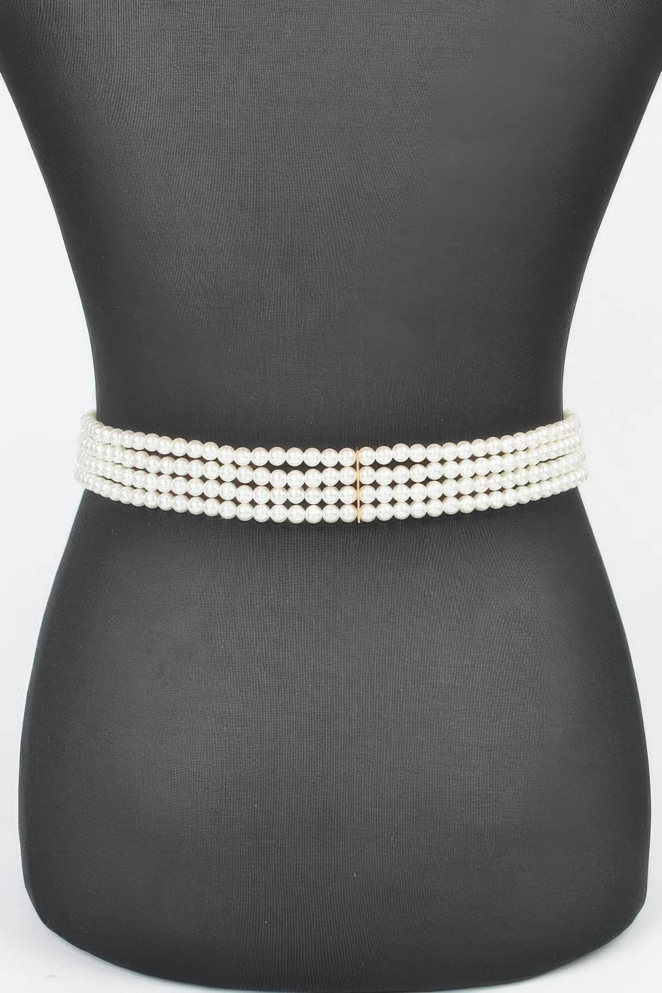 Oversized Flower Pearl Elastic Belt - Bona Fide Fashion