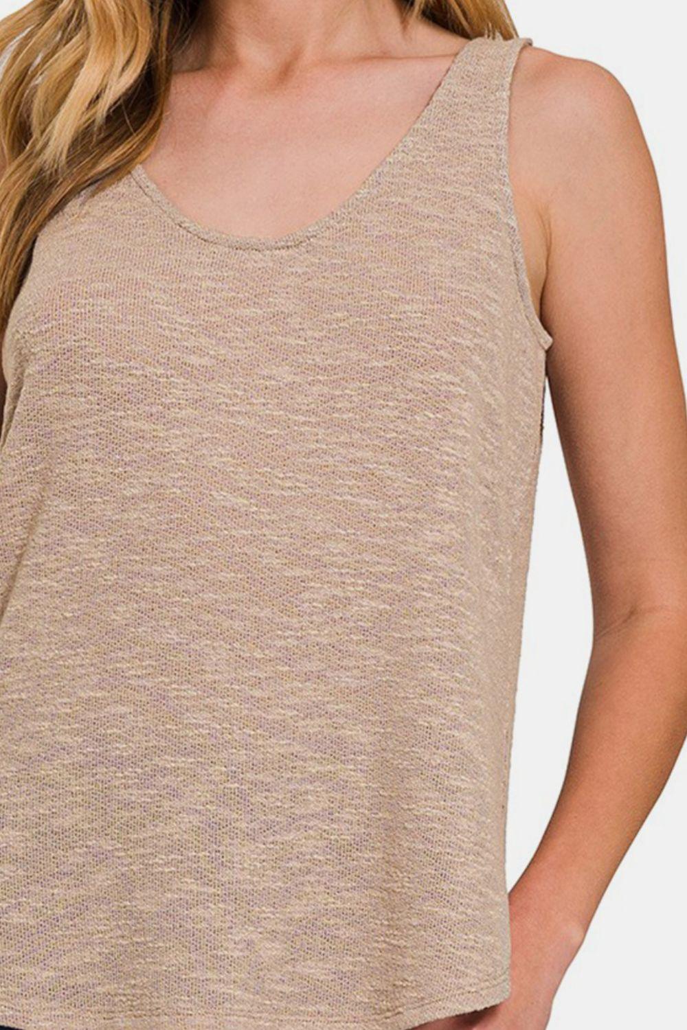 Bona Fide Fashion - Curved Hem Round Neck Tank - Women Fashion - Bona Fide Fashion