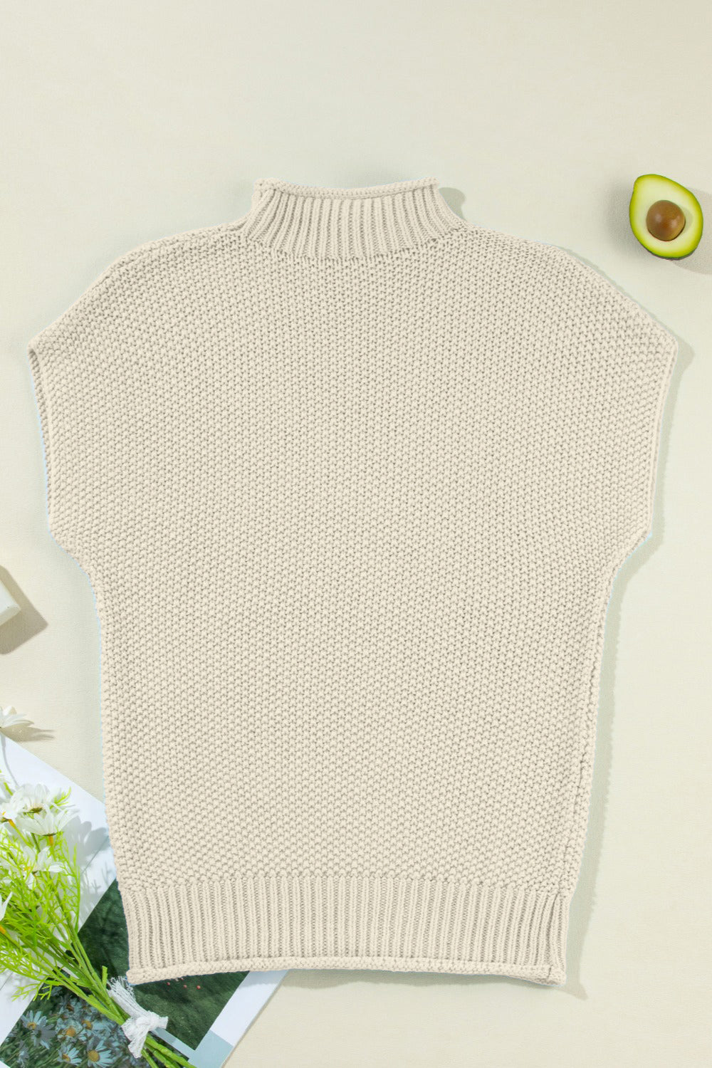 Turtleneck Cap Sleeve Sweater