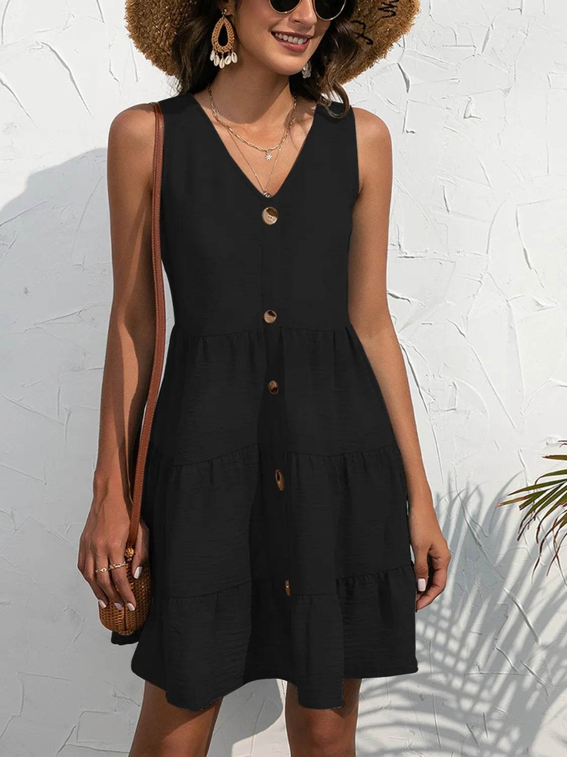 V-Neck Sleeveless Mini Dress - Bona Fide Fashion