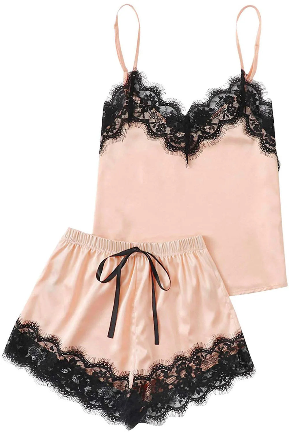 Lace Detail Spaghetti Strap and Shorts Lounge Set