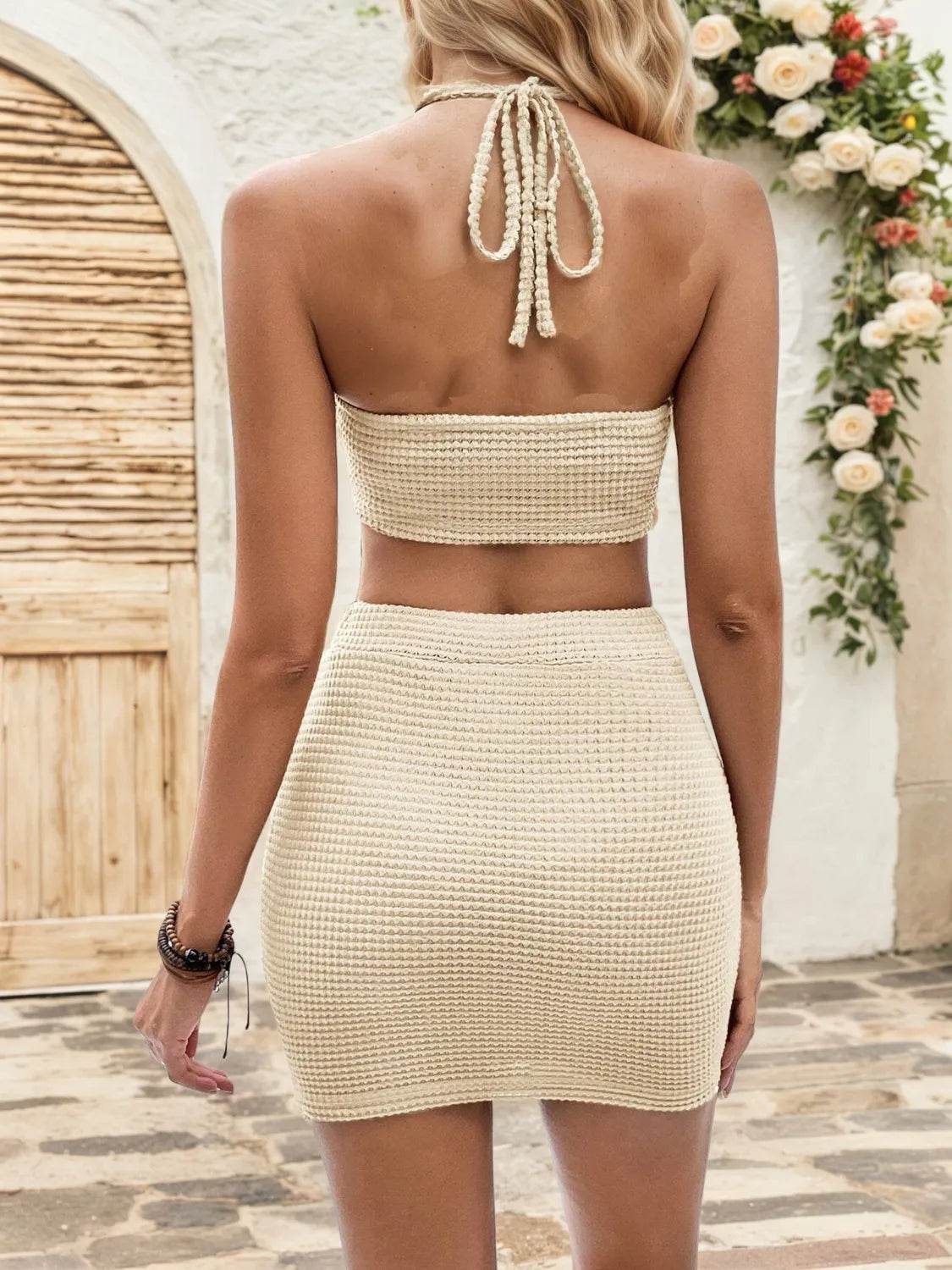 Waffle Halter Neck & Skirt Set | Cozy & Trendy Matching Outfit – Bona Fide Fashion - Matching Sets