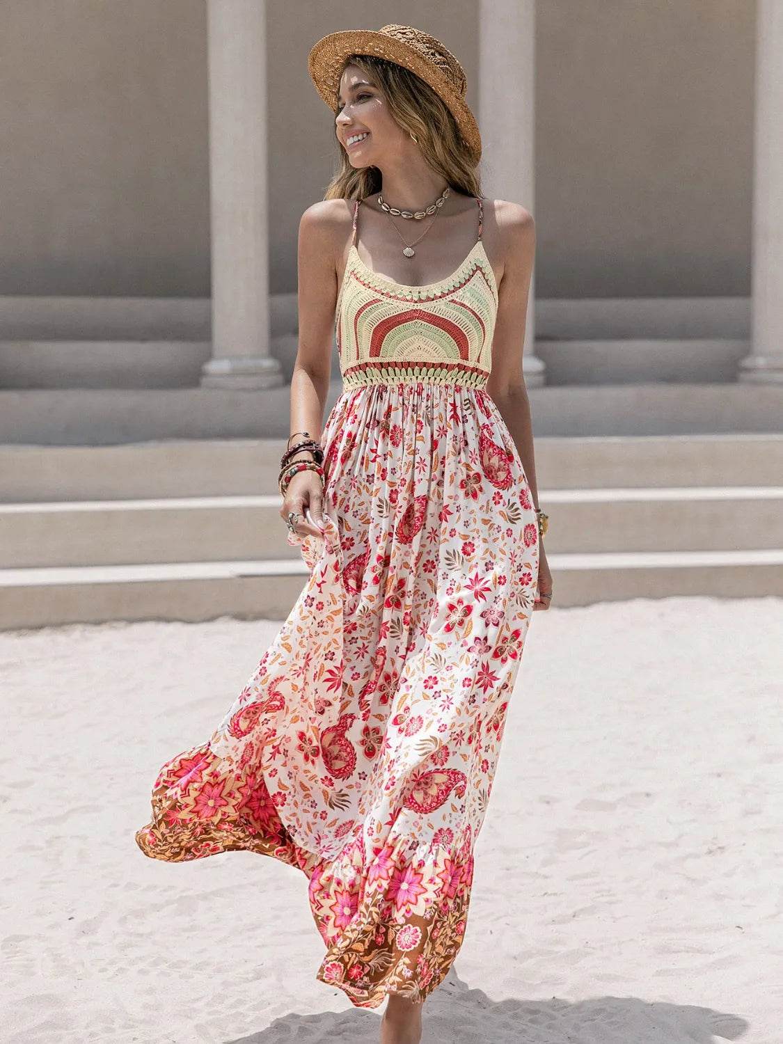 Printed Scoop Neck Cami Dress - Bona Fide Fashion