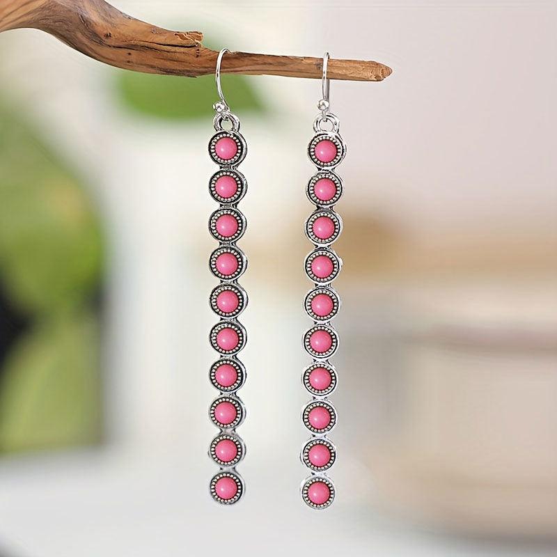 Artificial Turquoise Alloy Bar Earrings - Bona Fide Fashion