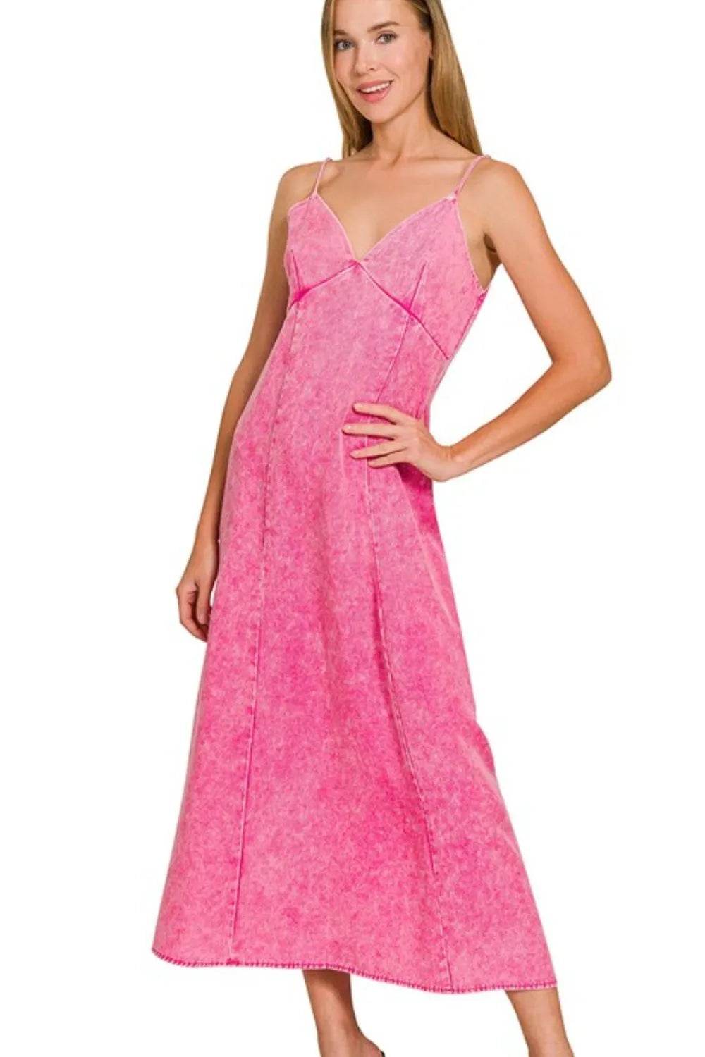 Zenana Tencel Mineral Washed Maxi Dress - Bona Fide Fashion