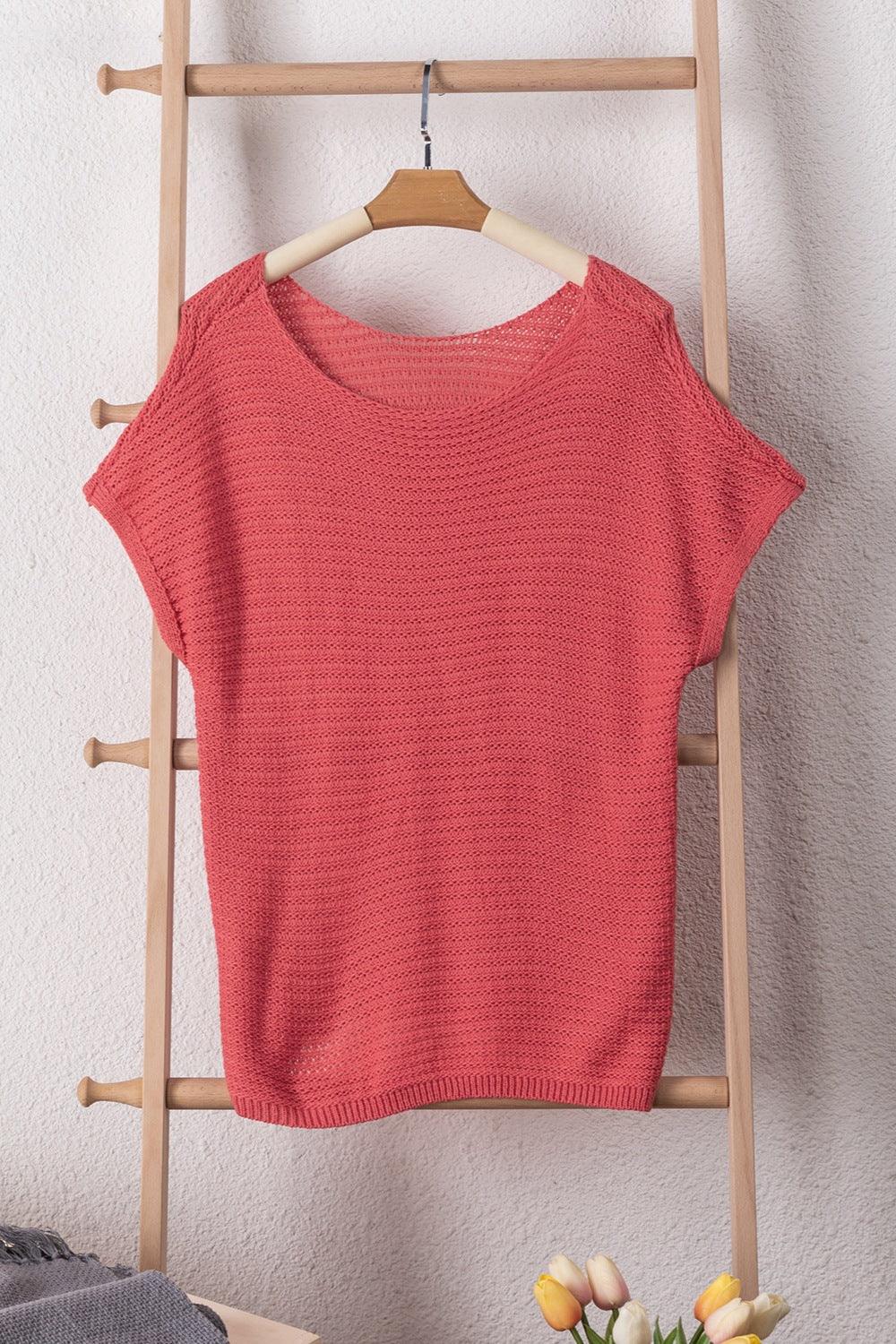 Boat Neck Short Sleeve Sweater - Bona Fide Fashion