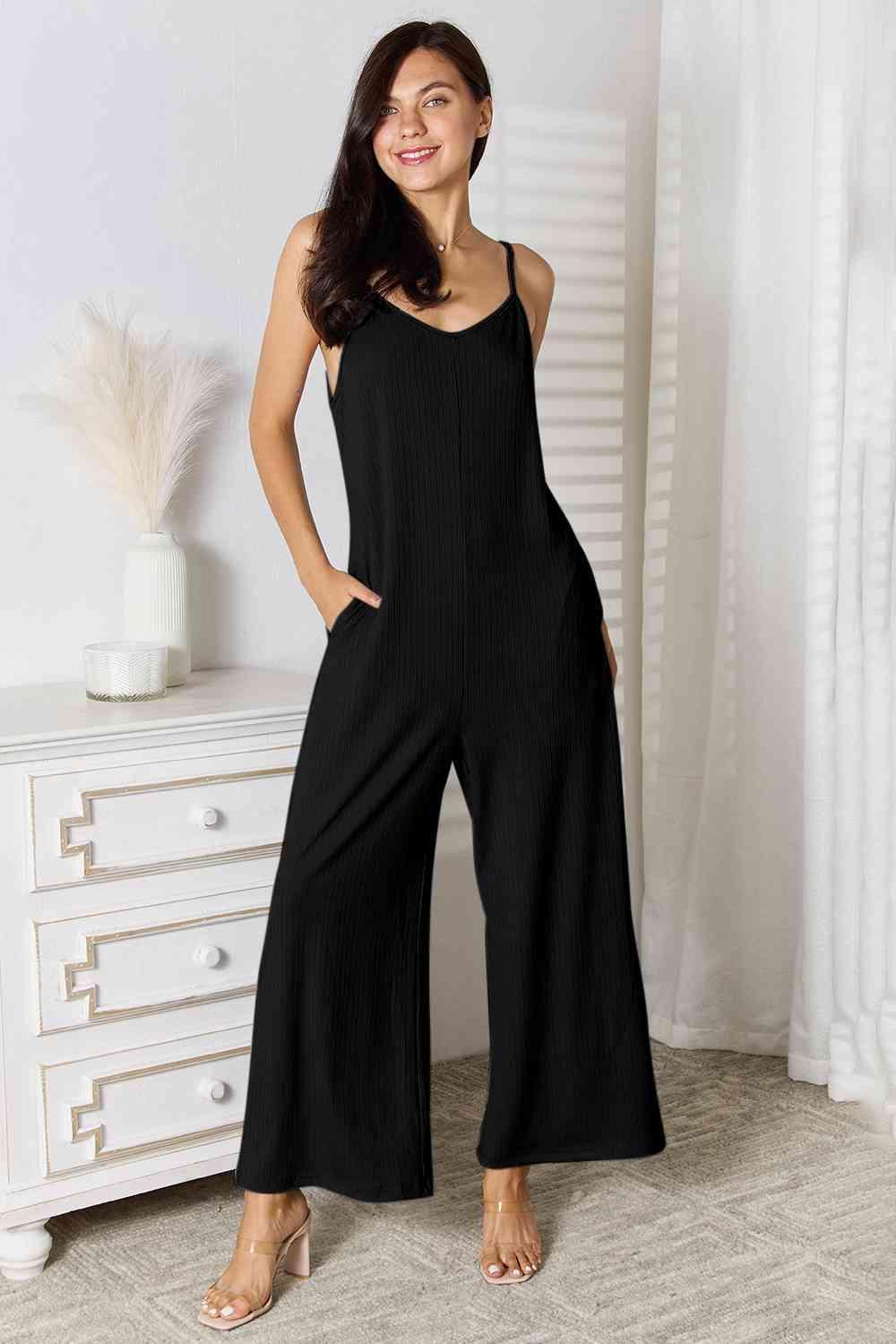 Bona Fide Fashion - Basic Bae Full Size Spaghetti Strap V-Neck Jumpsuit - Bona Fide Fashion