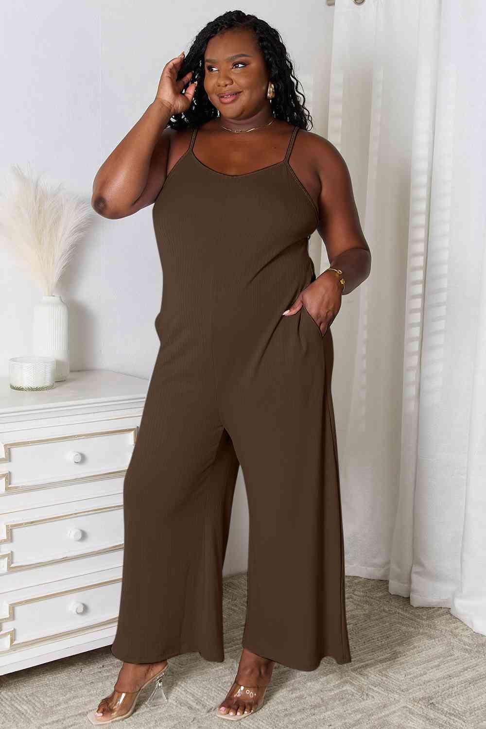 Bona Fide Fashion - Basic Bae Full Size Spaghetti Strap V-Neck Jumpsuit - Bona Fide Fashion