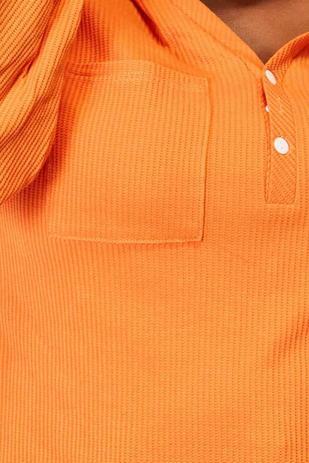 Bona Fide Fashion - Basic Bae Side Slit Buttoned Waffle Knit Hoodie - Bona Fide Fashion