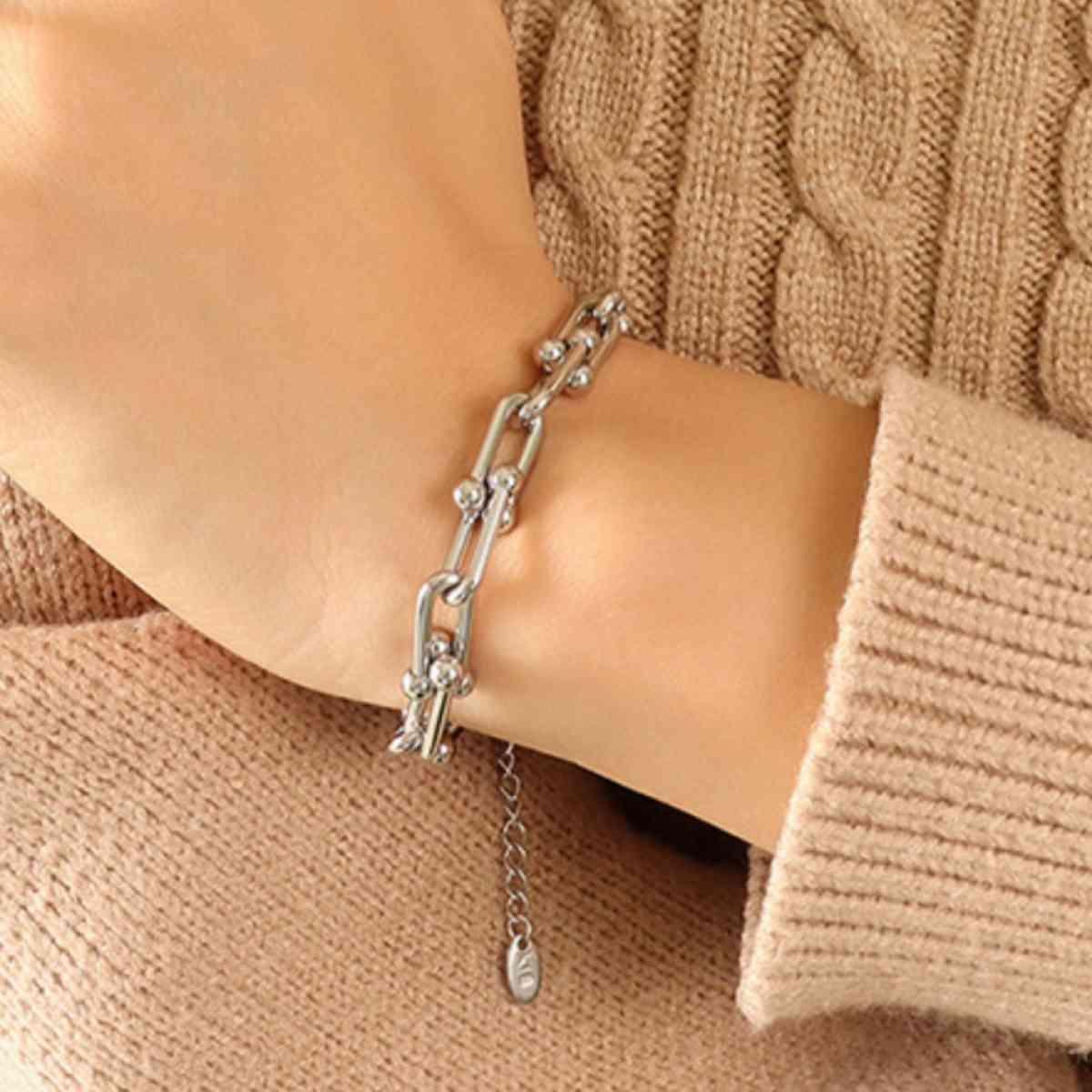 Bona Fide Fashion - Chunky Chain Titanium Steel Bracelet - Women Fashion - Bona Fide Fashion