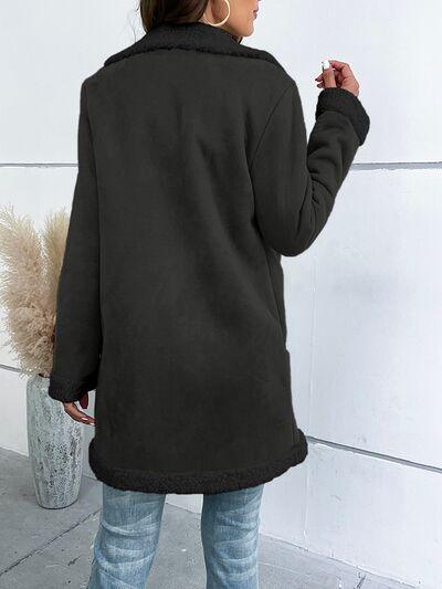 Bona Fide Fashion - Contrast Button Up Lapel Collar Long Sleeve Coat - Women Fashion - Bona Fide Fashion