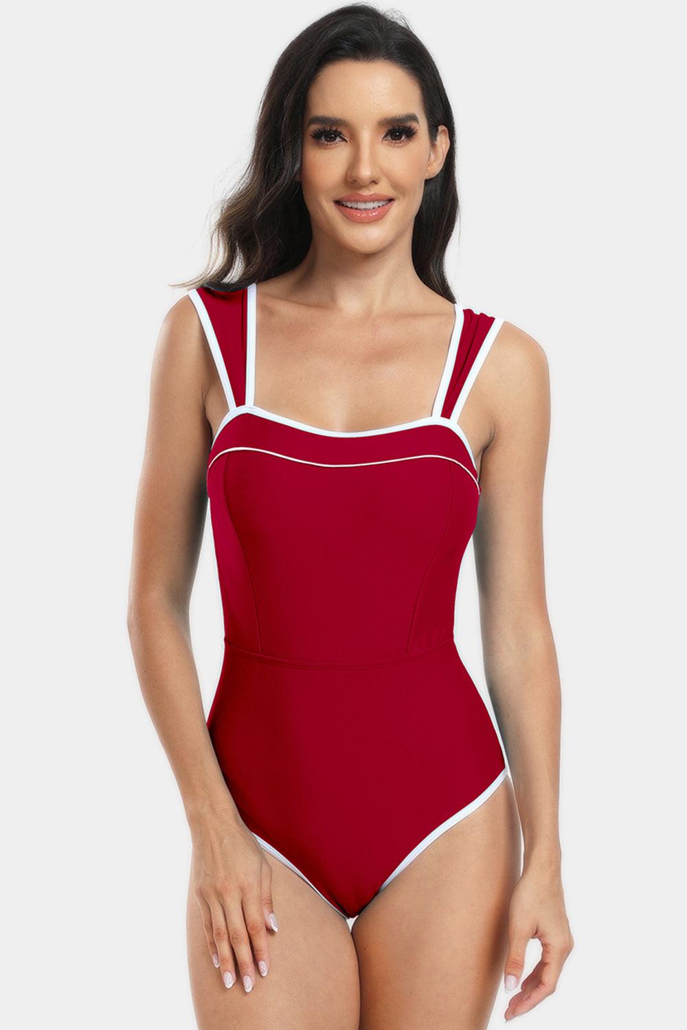 Bona Fide Fashion - Contrast Trim Wide Strap Two-Piece Swim Set - Women Fashion - Bona Fide Fashion