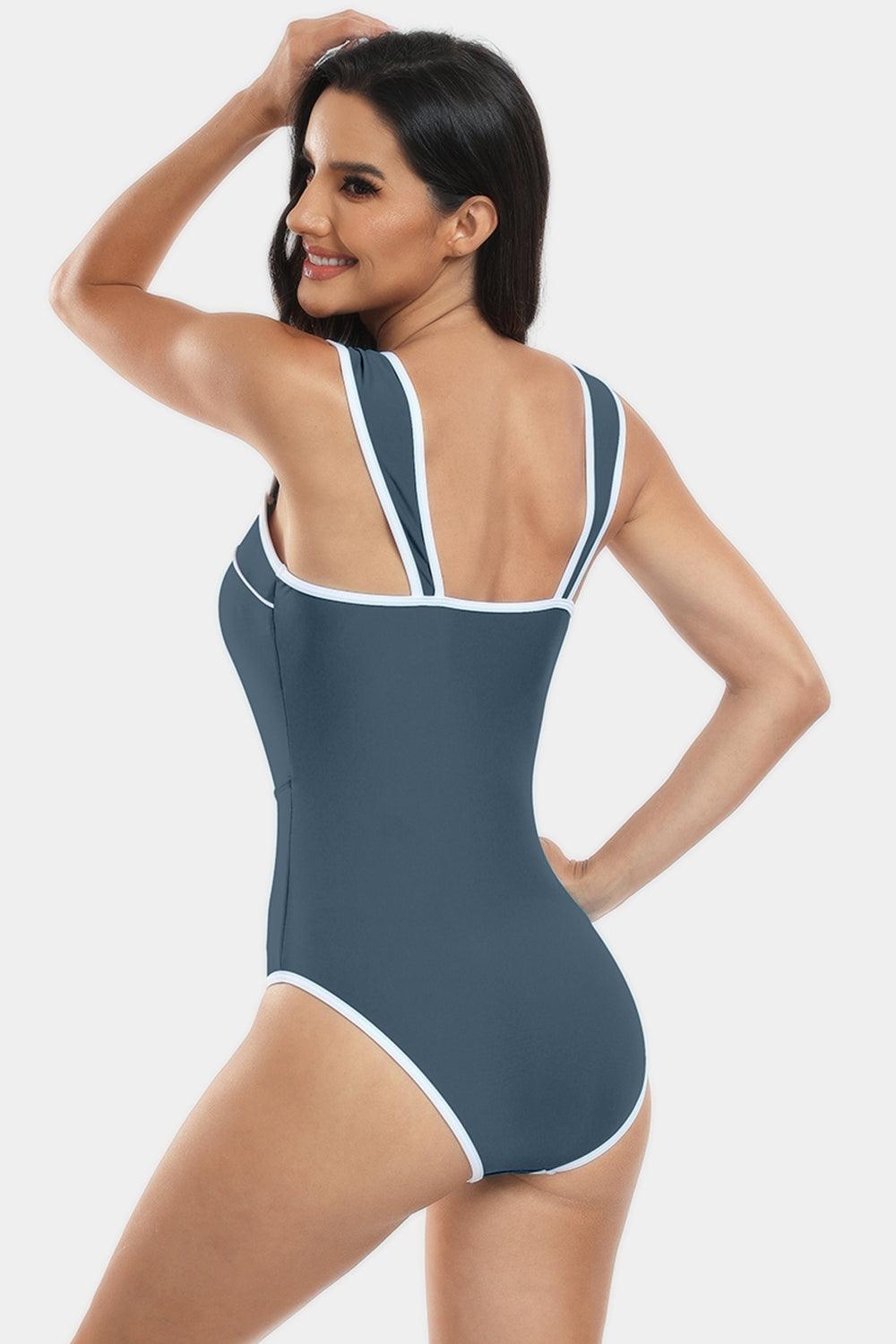 Bona Fide Fashion - Contrast Trim Wide Strap Two-Piece Swim Set - Women Fashion - Bona Fide Fashion