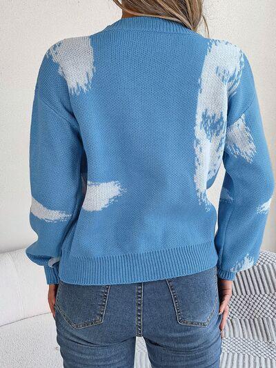 Bona Fide Fashion - Contrast V-Neck Long Sleeve Sweater - Women Fashion - Bona Fide Fashion