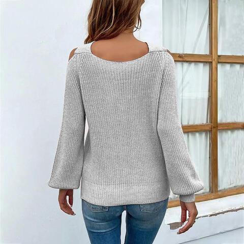 Bona Fide Fashion - Crisscross Cold-Shoulder Sweater - Women Fashion - Bona Fide Fashion