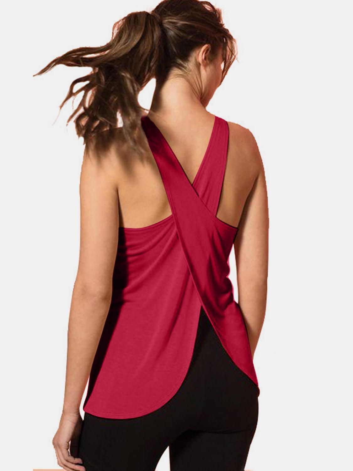 Bona Fide Fashion - Crisscross Scoop Neck Active Tank - Women Fashion - Bona Fide Fashion