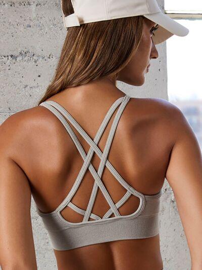 Bona Fide Fashion - Crisscross Spaghetti Strap Active Bra - Women Fashion - Bona Fide Fashion