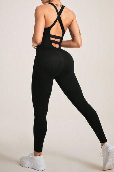 Bona Fide Fashion - Crisscross Wide Strap Jumpsuit - Women Fashion - Bona Fide Fashion