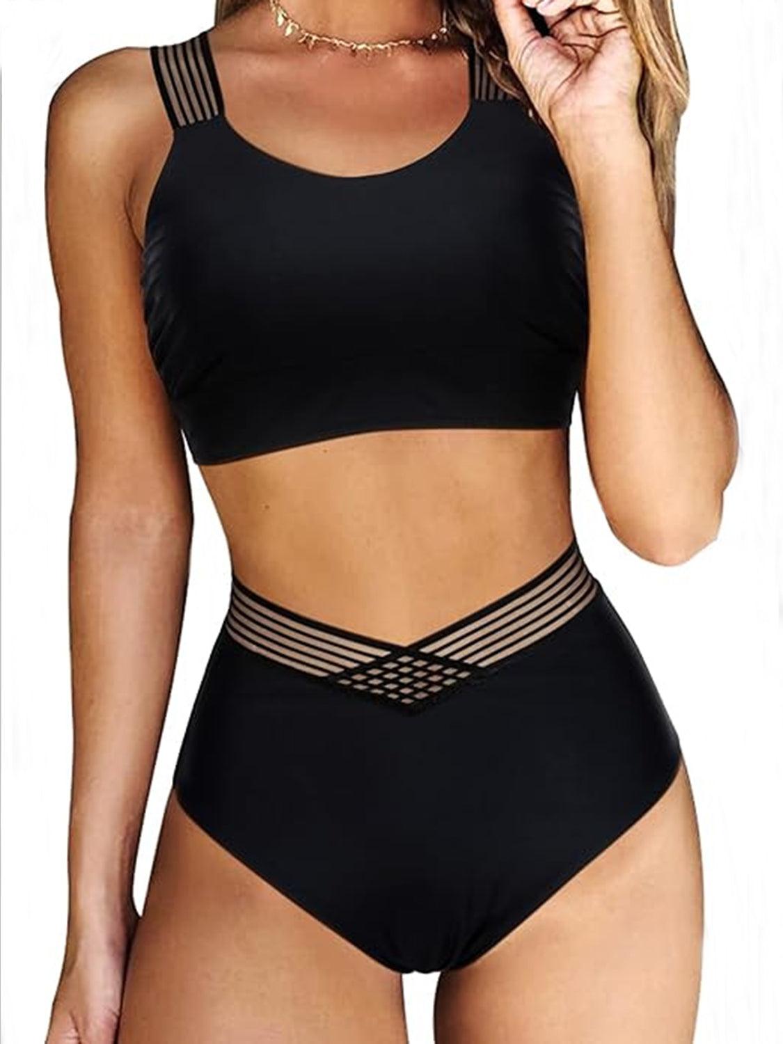 Bona Fide Fashion - Crisscross Wide Strap Two-Piece Swim Set - Women Fashion - Bona Fide Fashion