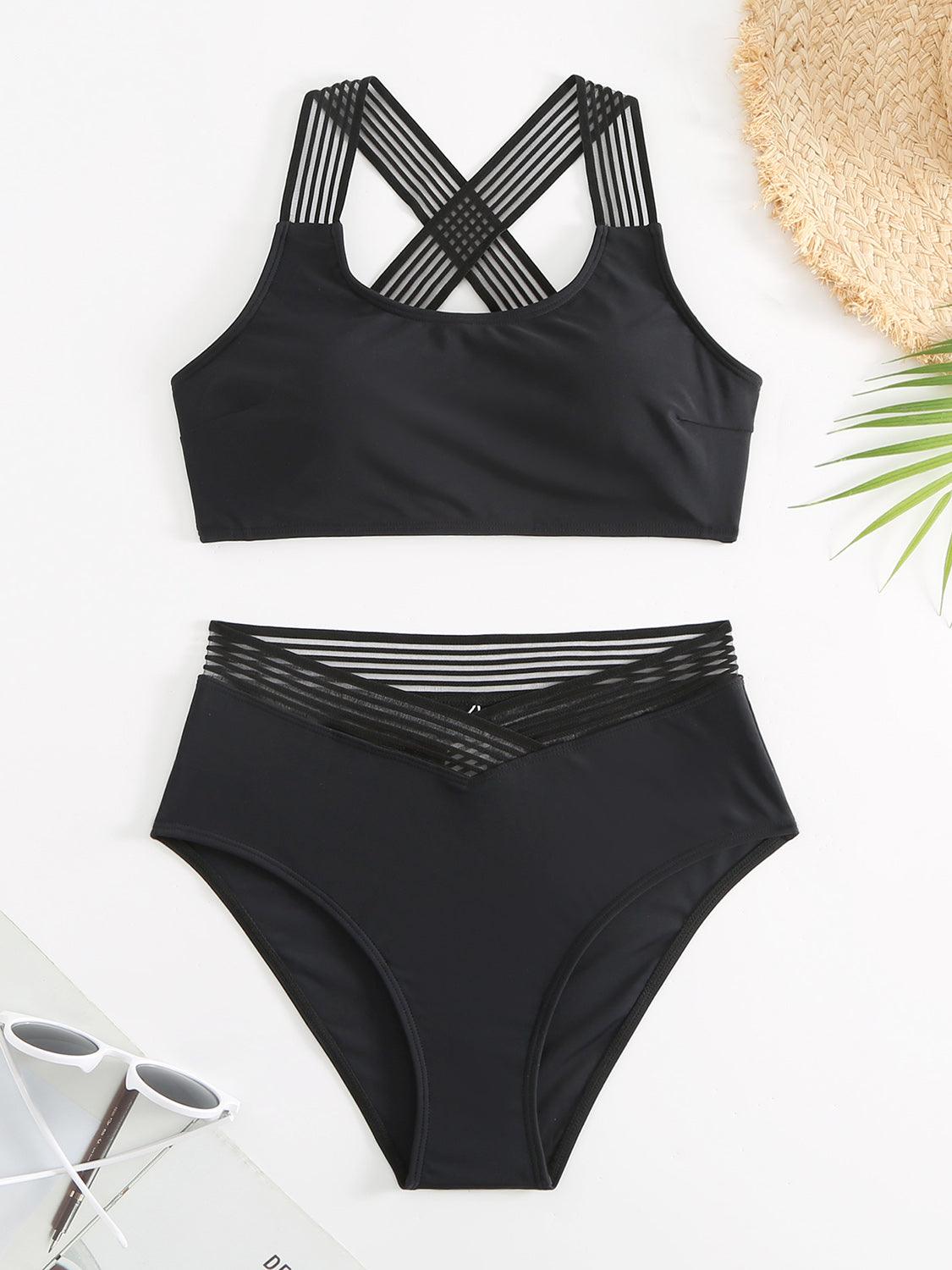 Bona Fide Fashion - Crisscross Wide Strap Two-Piece Swim Set - Women Fashion - Bona Fide Fashion