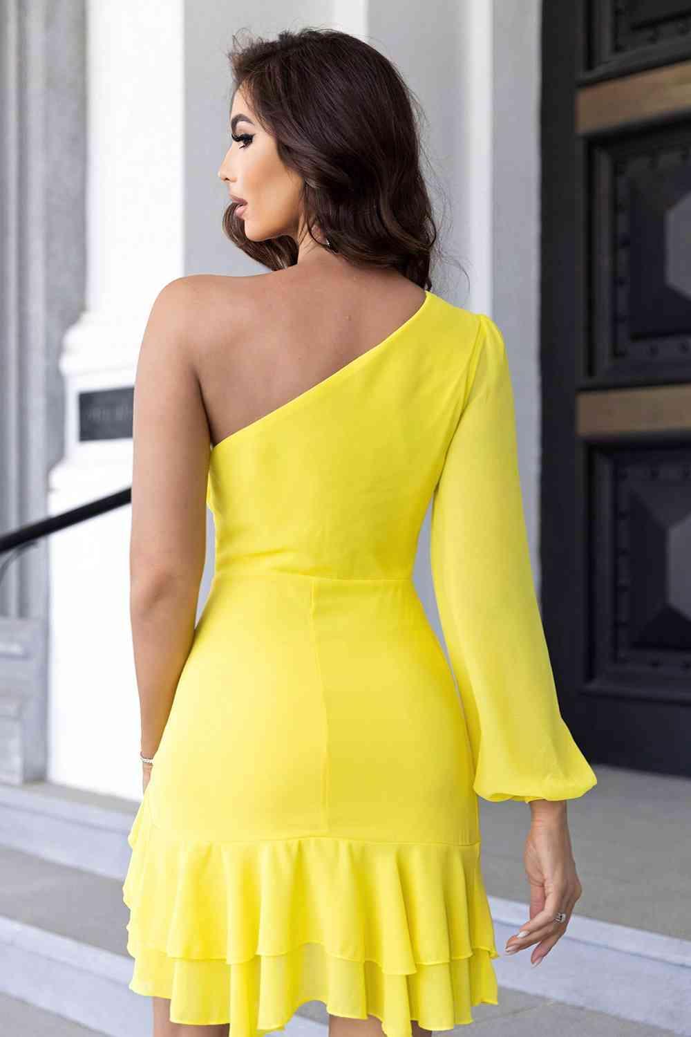 Bona Fide Fashion - Cutout One-Shoulder Tied Dress - Women Fashion - Bona Fide Fashion