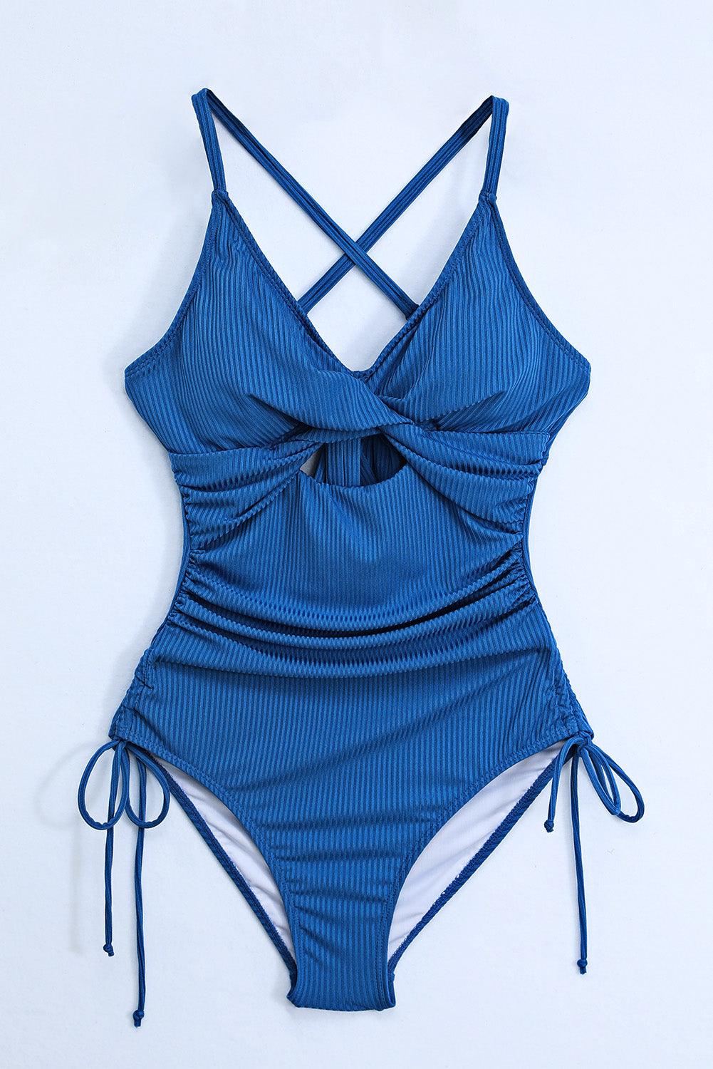 Bona Fide Fashion - Cutout V-Neck Spaghetti Strap One-Piece Swimwear - Women Fashion - Bona Fide Fashion