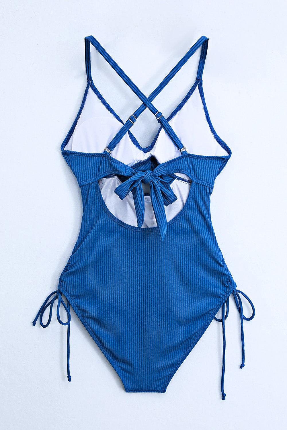 Bona Fide Fashion - Cutout V-Neck Spaghetti Strap One-Piece Swimwear - Women Fashion - Bona Fide Fashion