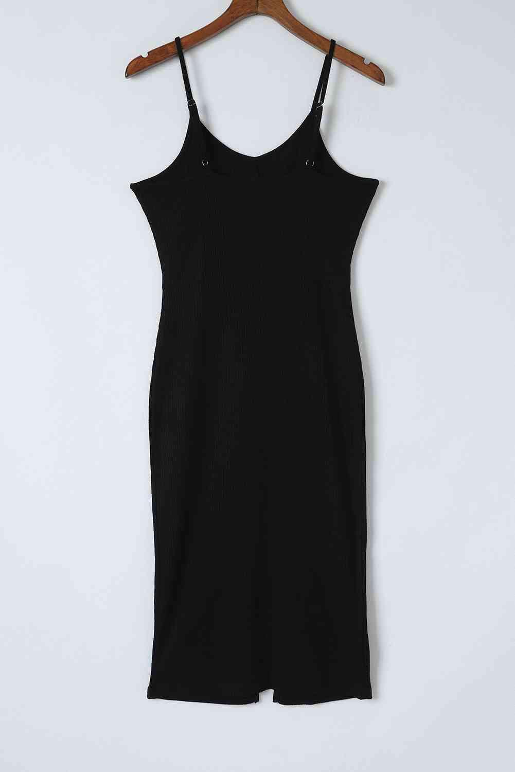Bona Fide Fashion - Decorative Button Slit Midi Dress - Women Fashion - Bona Fide Fashion
