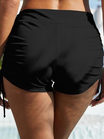 Bona Fide Fashion - Drawstring Mid-Rise Waist Swim Shorts - Women Fashion - Bona Fide Fashion