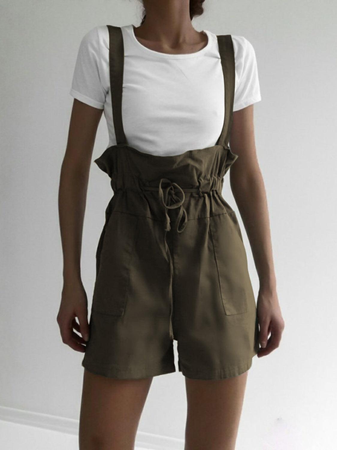 Bona Fide Fashion - Drawstring Wide Strap Overalls with Pockets - Women Fashion - Bona Fide Fashion