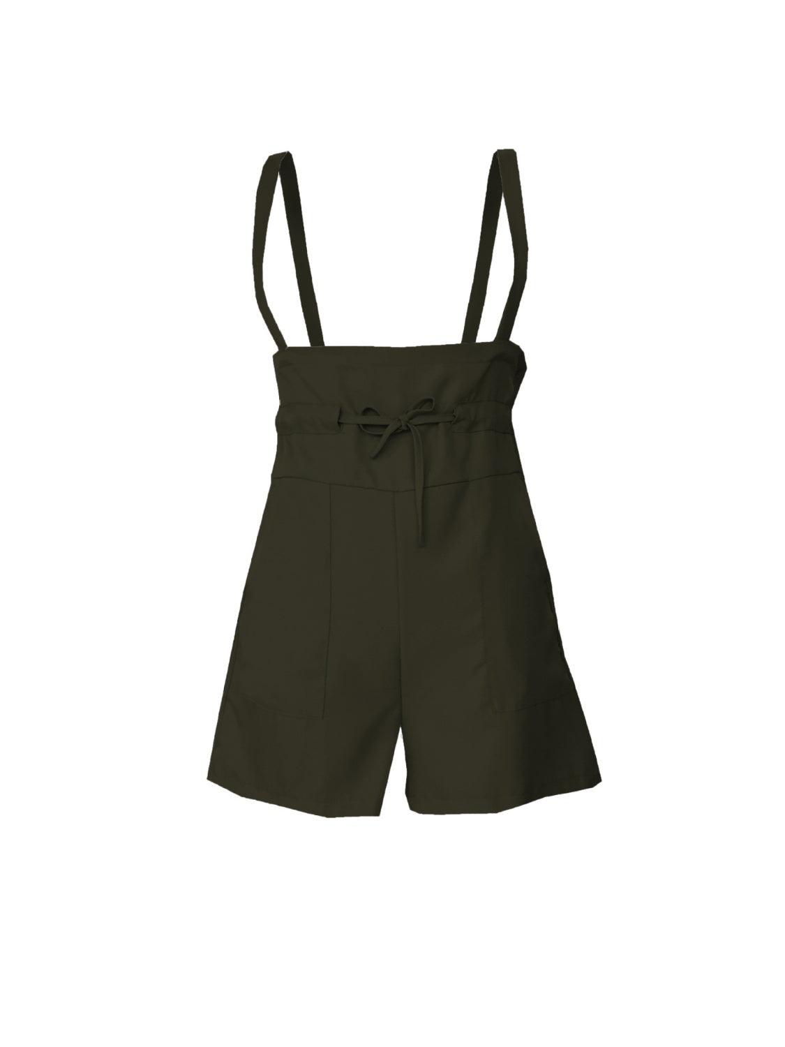 Bona Fide Fashion - Drawstring Wide Strap Overalls with Pockets - Women Fashion - Bona Fide Fashion